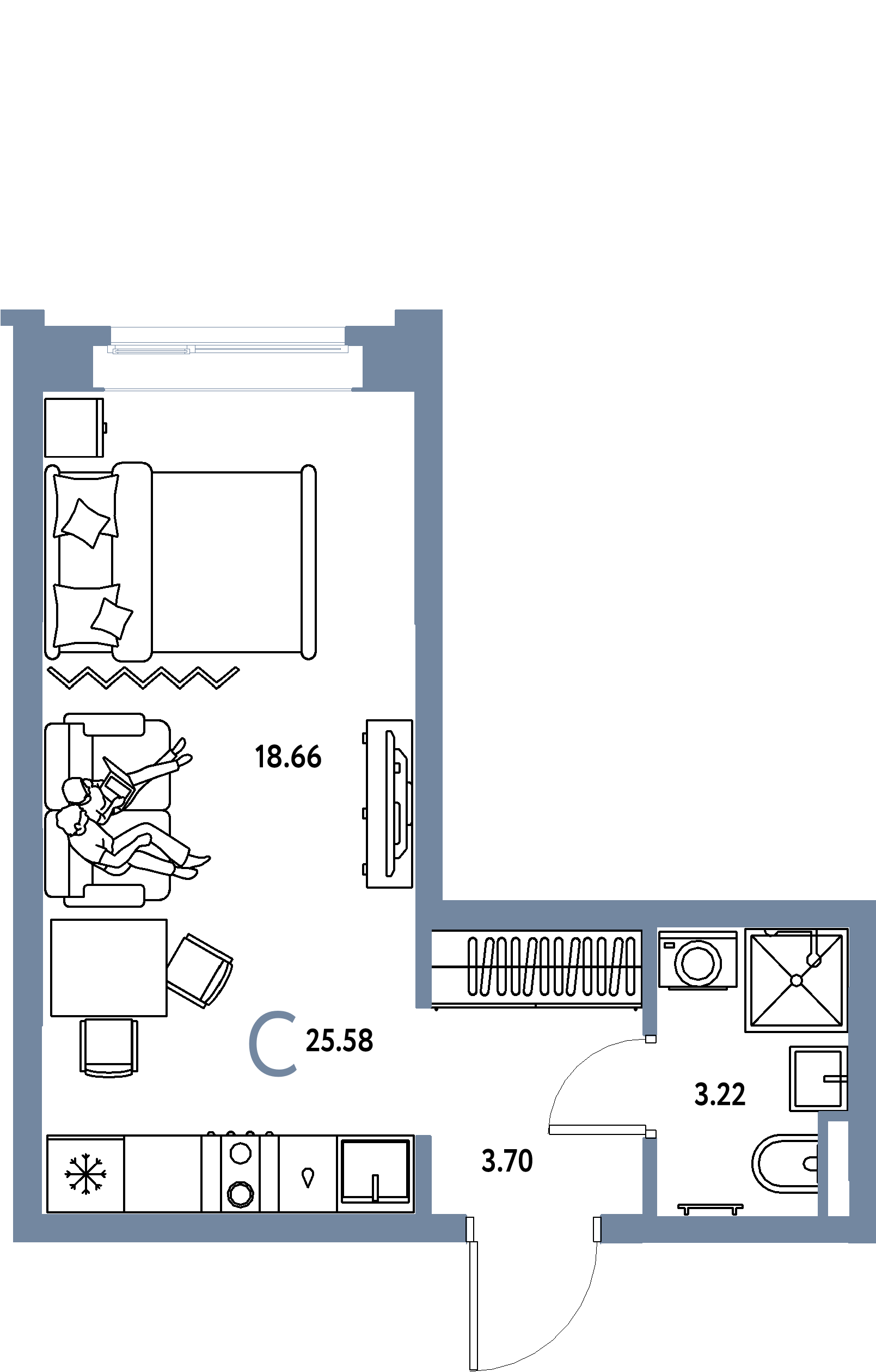 ЖК "Остров-сад"-Студия 25.78 м²