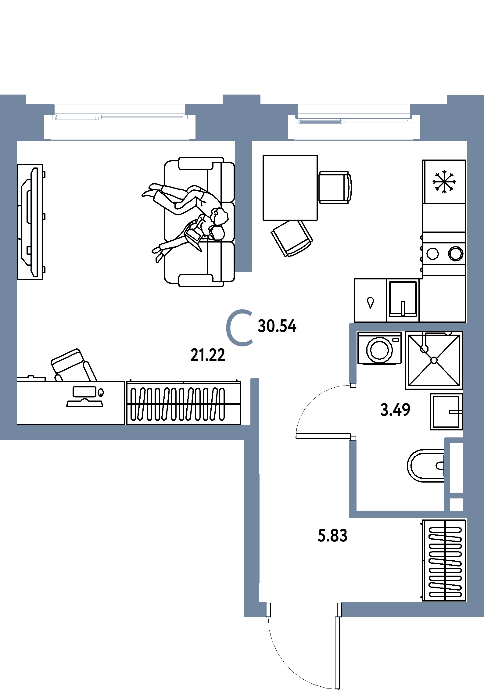 ЖК "Остров-сад"-Студия 30.88 м²