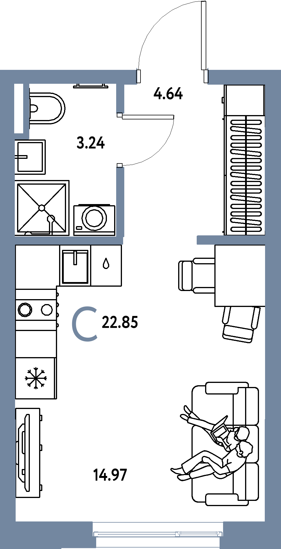 ЖК "Остров-сад"-Студия 23.03 м²