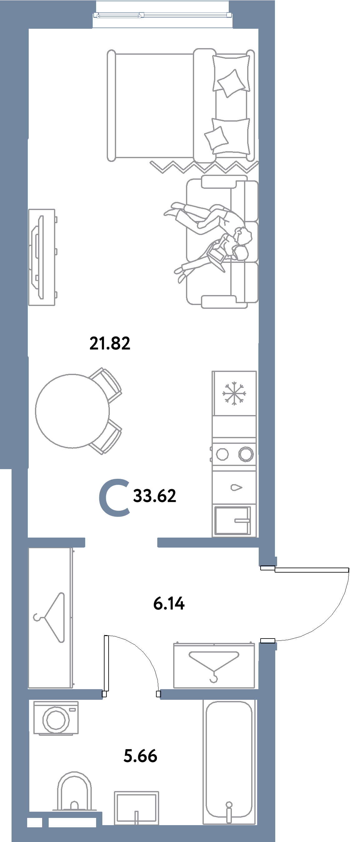 ЖК "Остров-сад"-Студия 33.62 м²