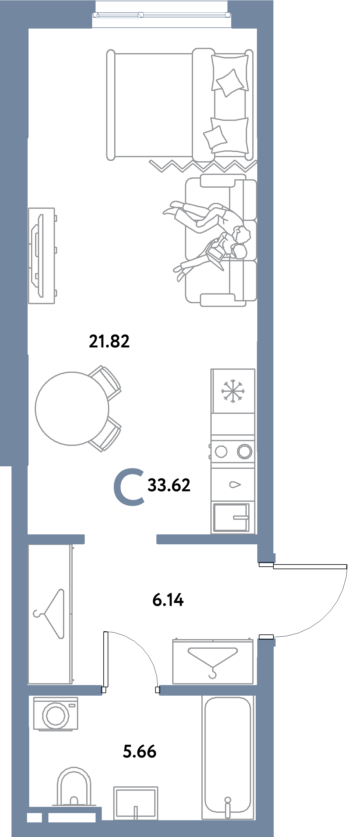 ЖК "Остров-сад"-Студия 33.62 м²