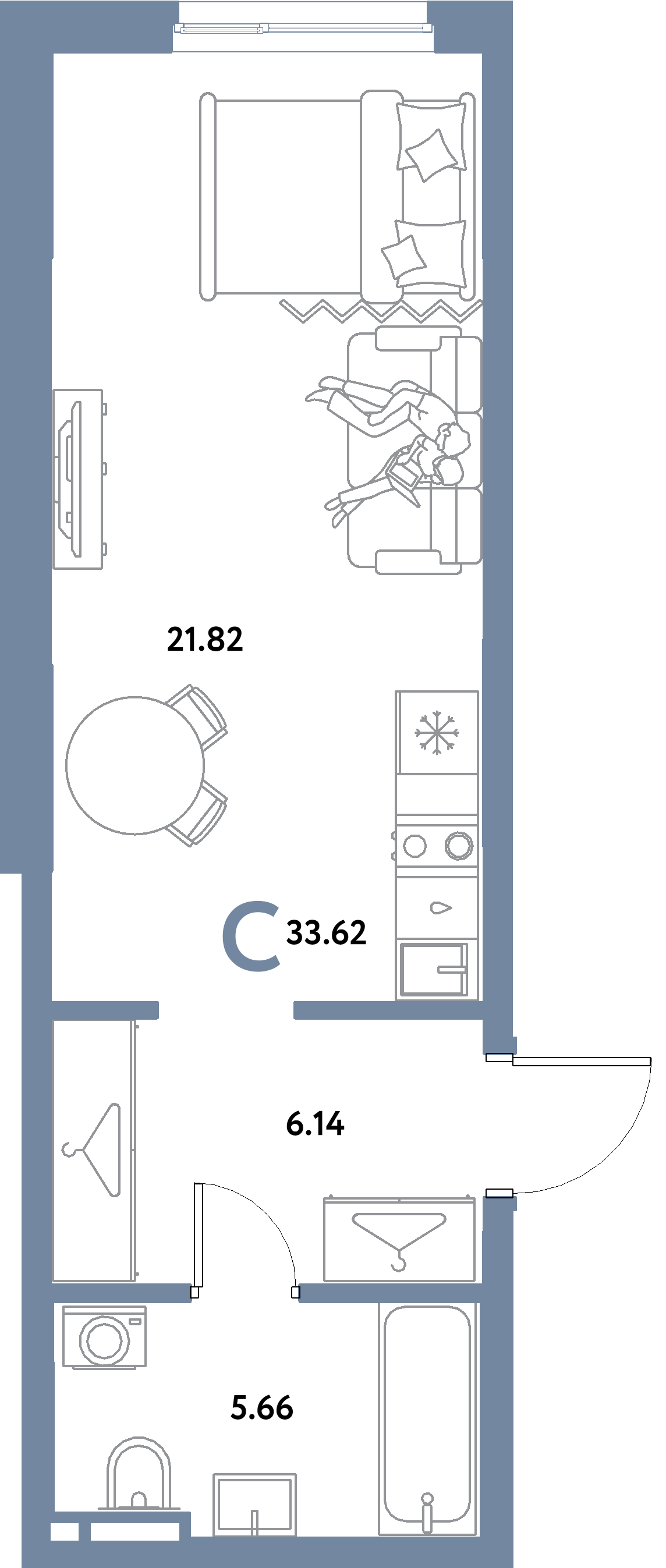 ЖК "Остров-сад"-Студия 33.62 м²