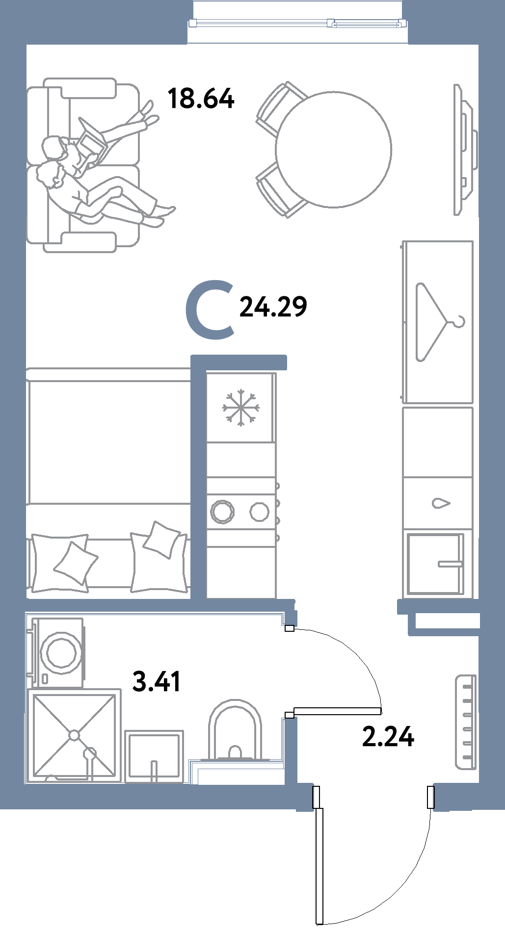 ЖК "Остров-сад"-Студия 24.29 м²