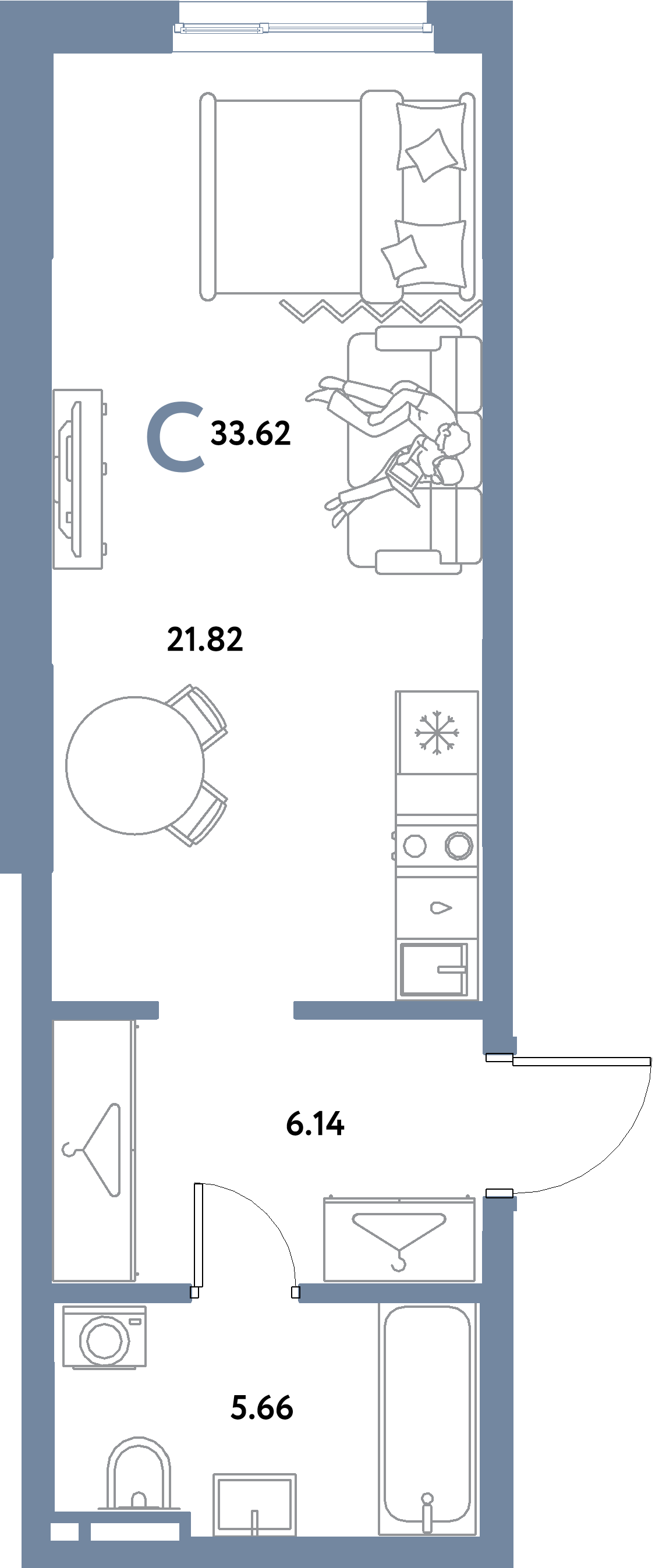 ЖК "Остров-сад"-Студия 33.62 м²