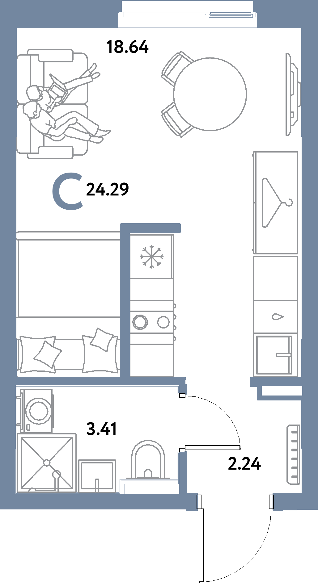 ЖК "Остров-сад"-Студия 24.29 м²