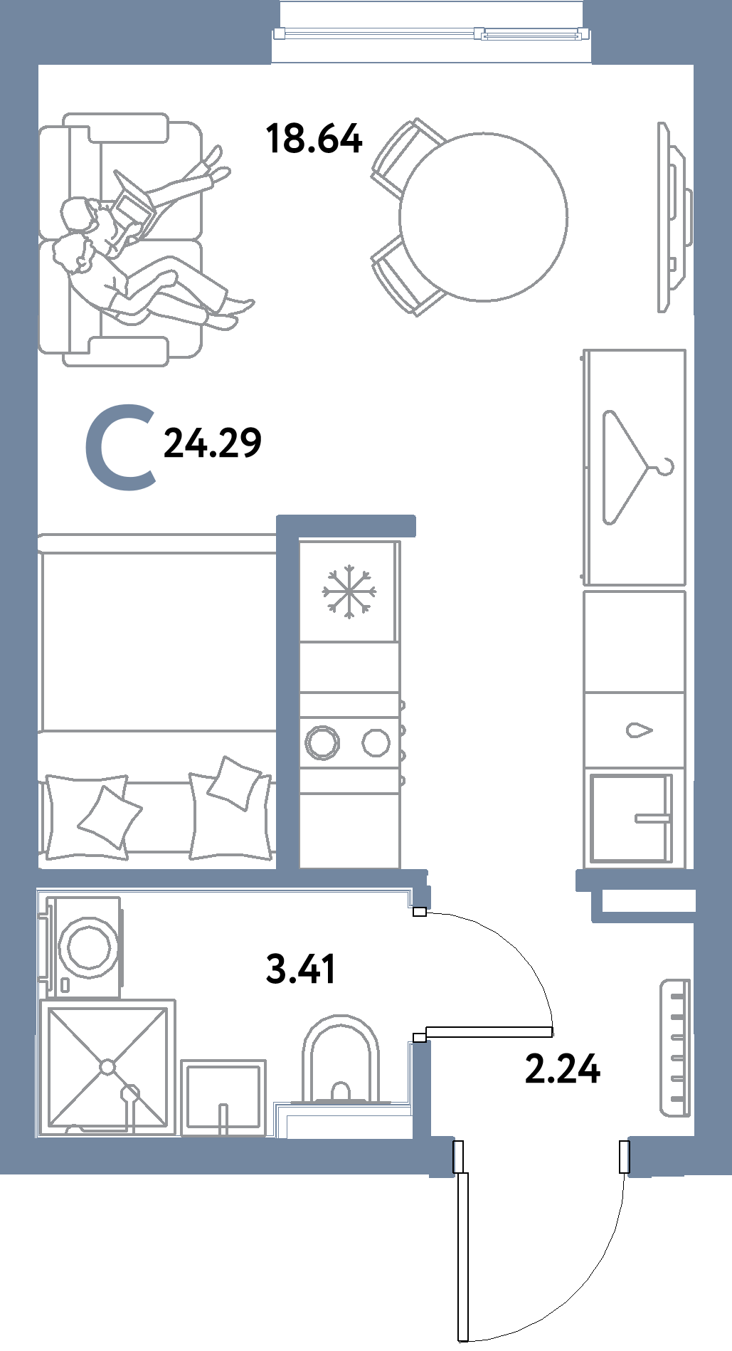 ЖК "Остров-сад"-Студия 24.29 м²