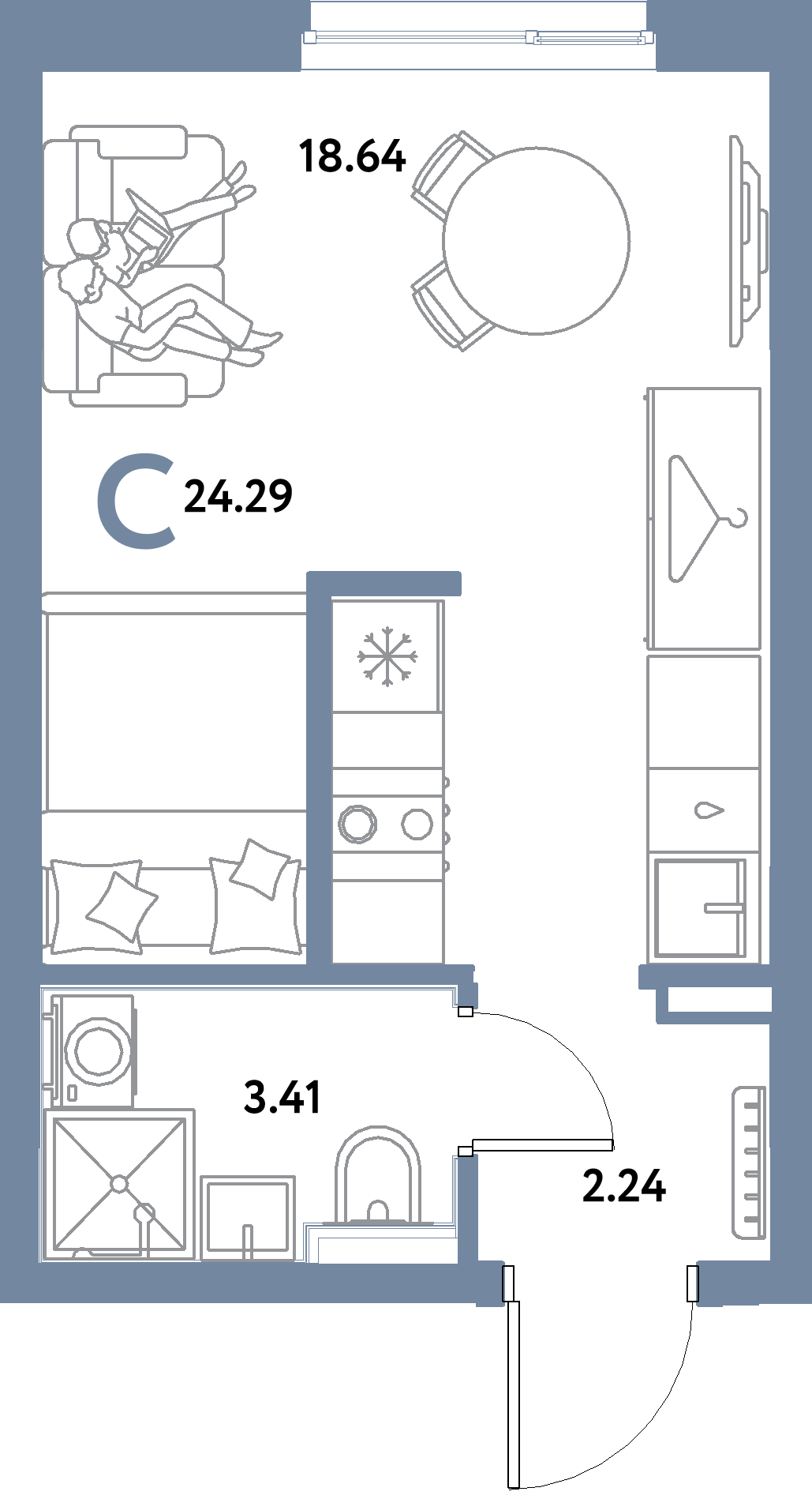 ЖК "Остров-сад"-Студия 24.29 м²