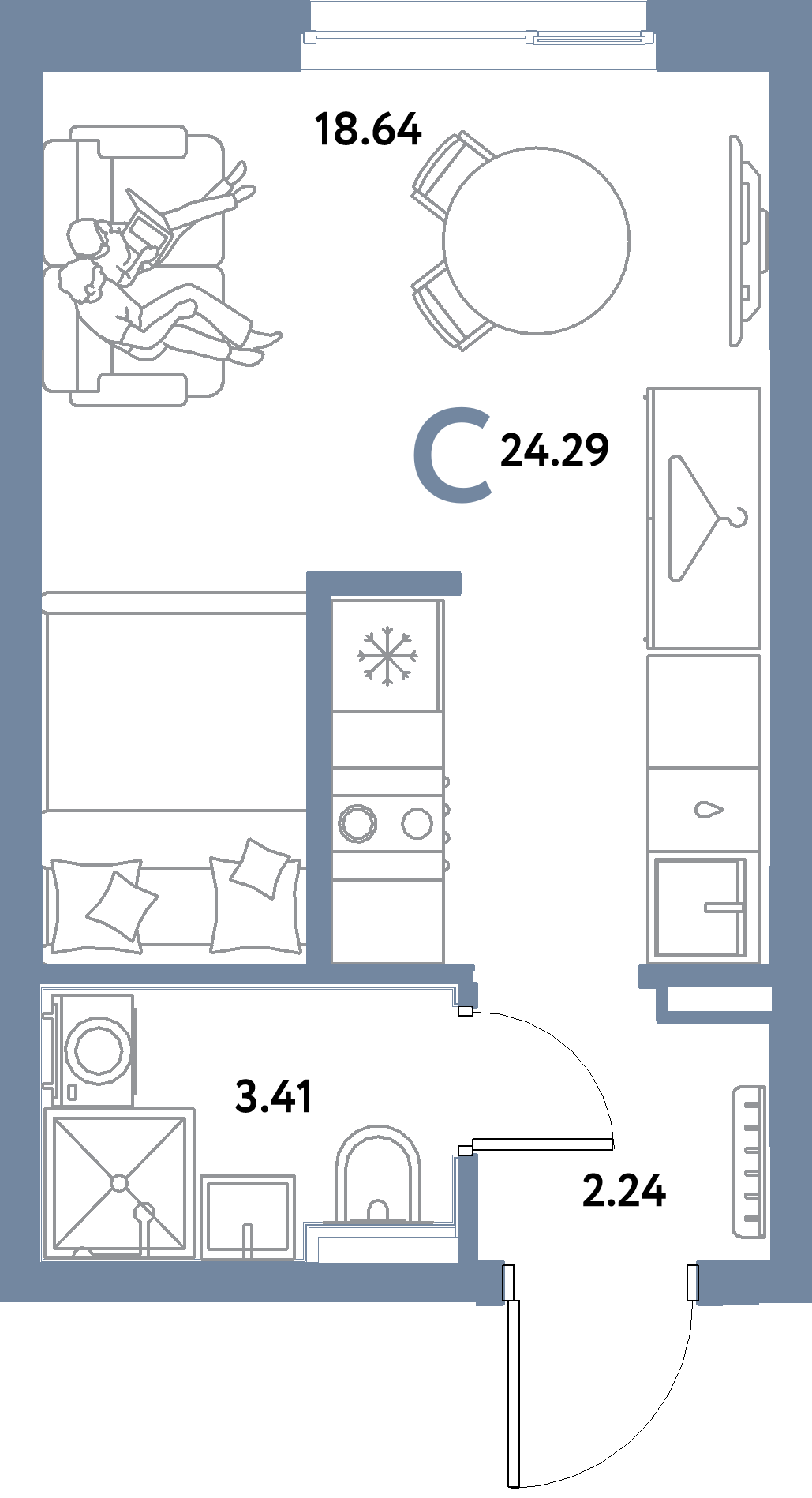 ЖК "Остров-сад"-Студия 24.29 м²