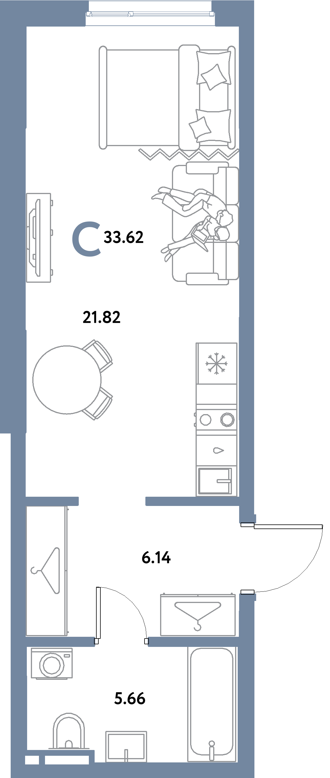 ЖК "Остров-сад"-Студия 33.62 м²