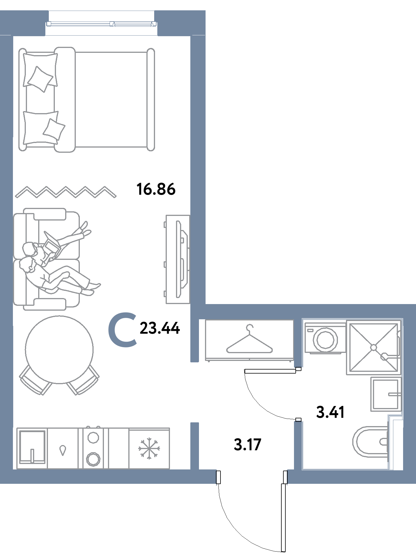 ЖК "Остров-сад"-Студия 23.44 м²