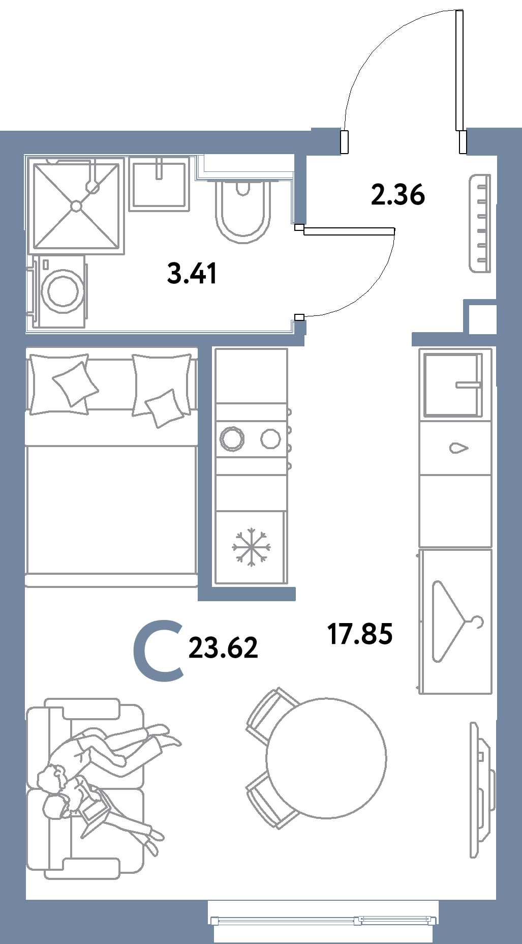 ЖК "Остров-сад"-Студия 23.62 м²