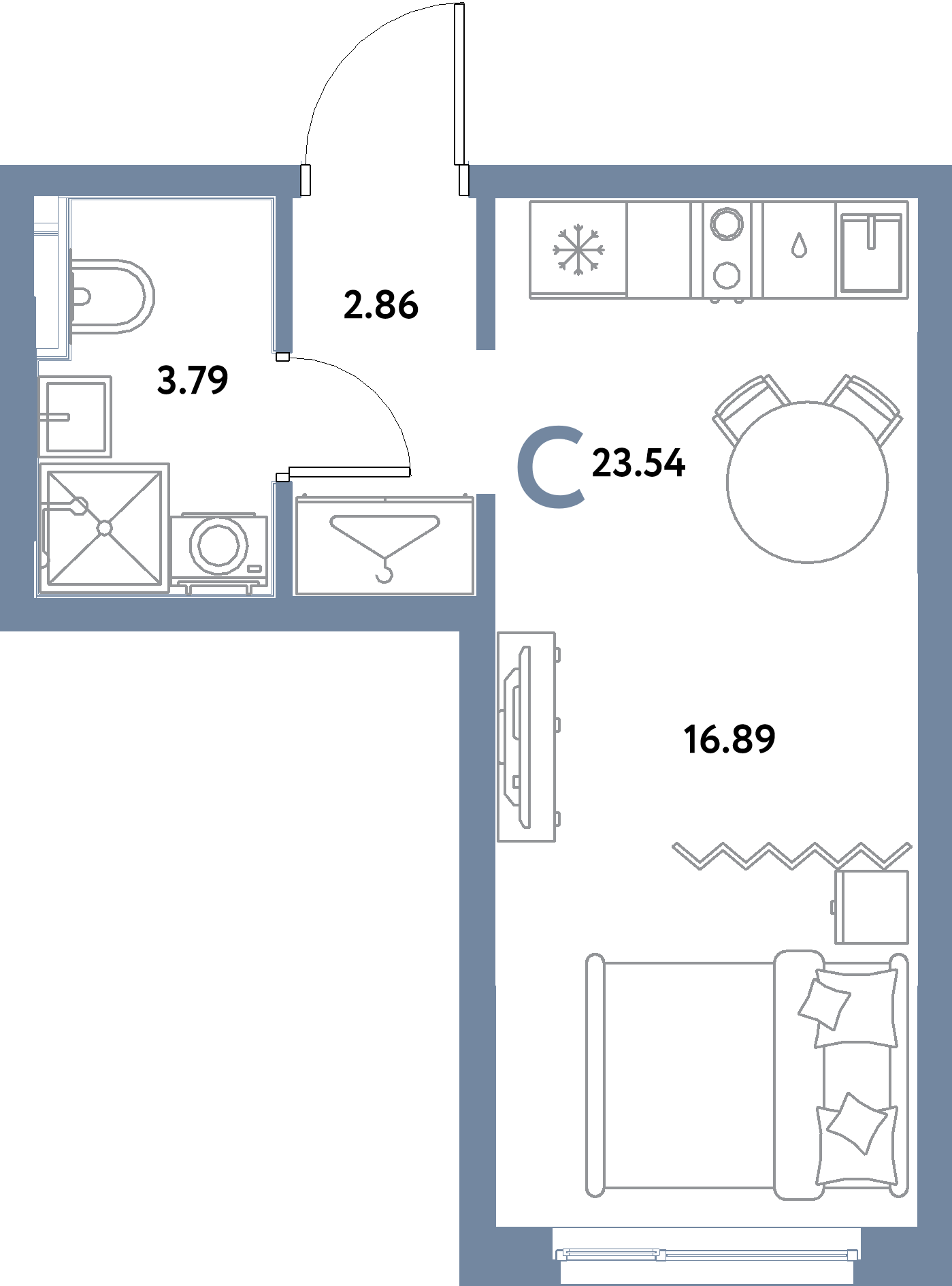 ЖК "Остров-сад"-Студия 23.54 м²
