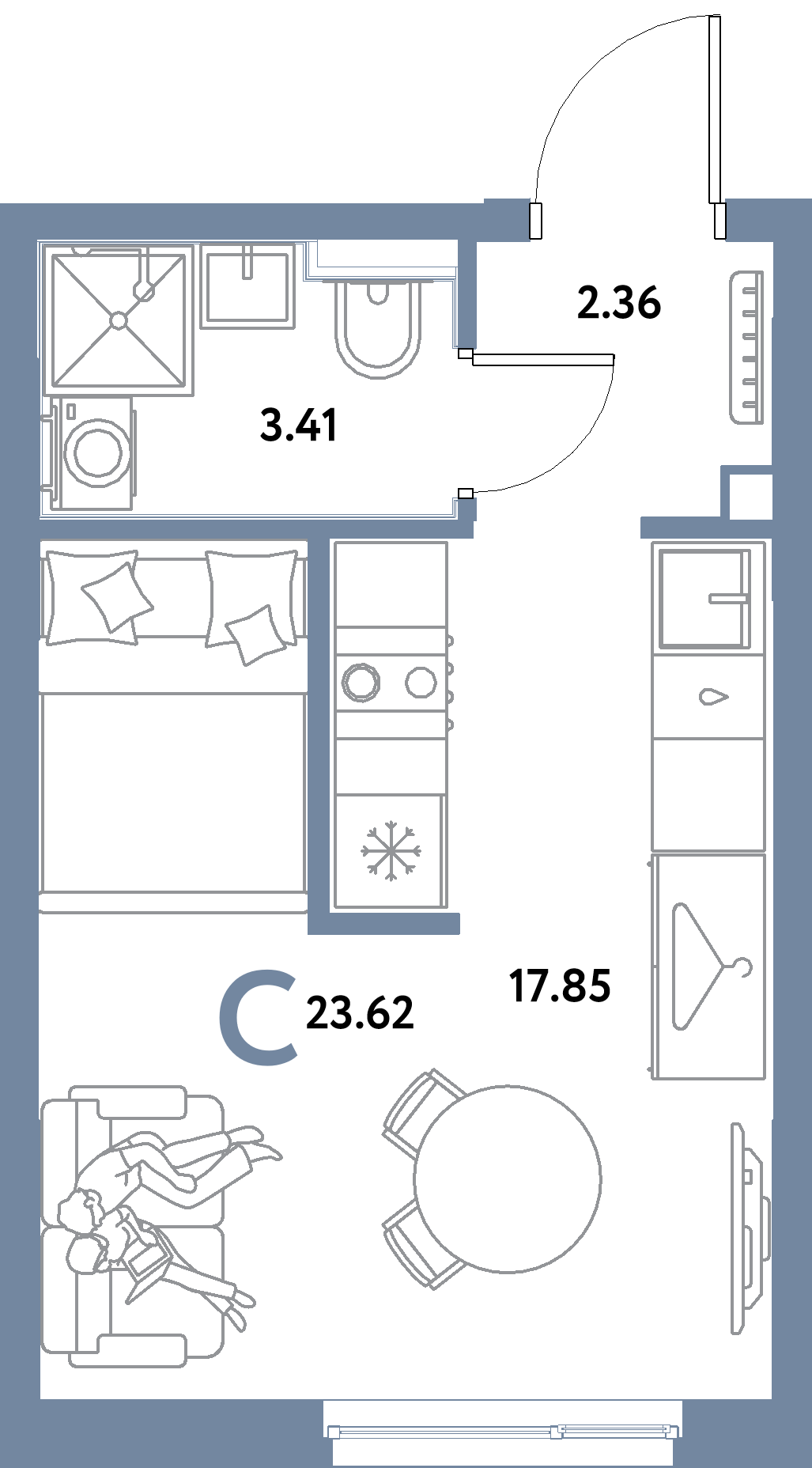 ЖК "Остров-сад"-Студия 23.62 м²
