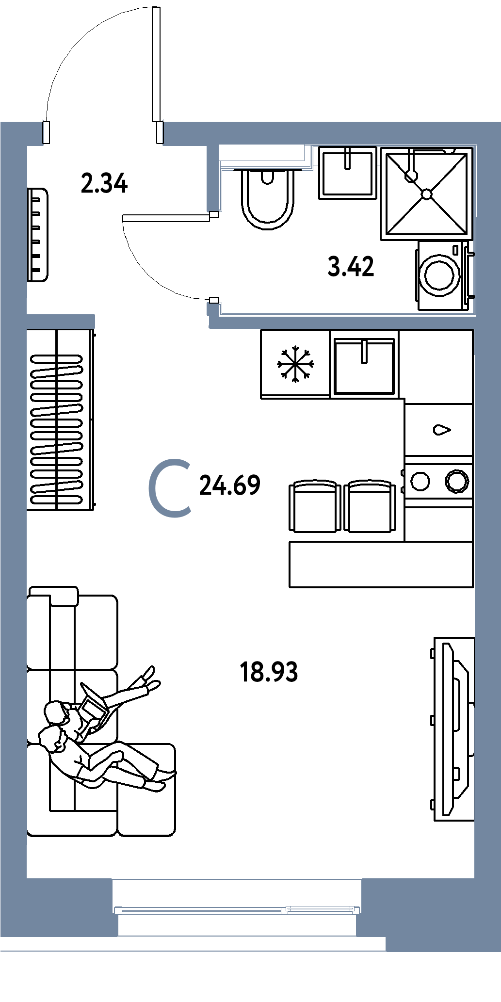 ЖК "Сердце Сибири"-Студия 24.69 м²