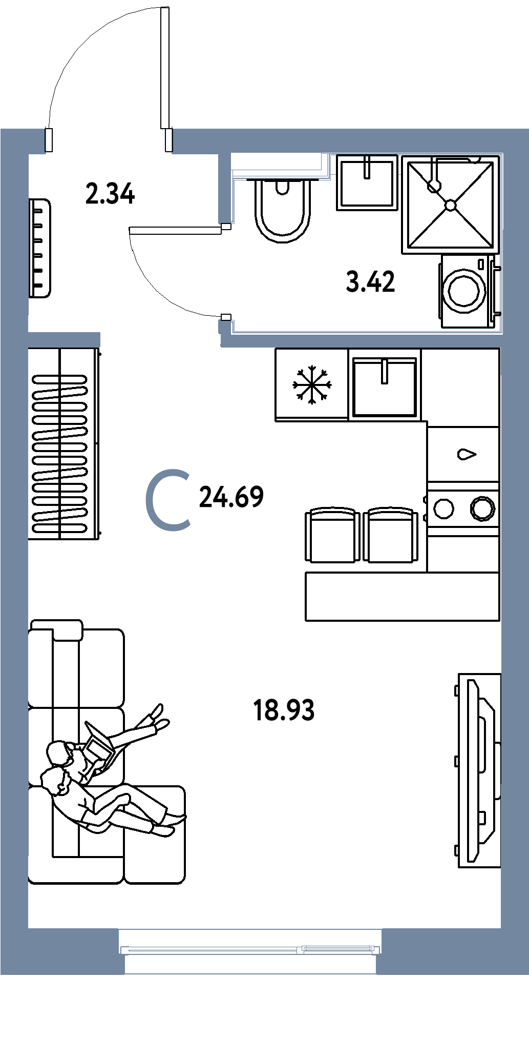 ЖК "Сердце Сибири"-Студия 24.69 м²