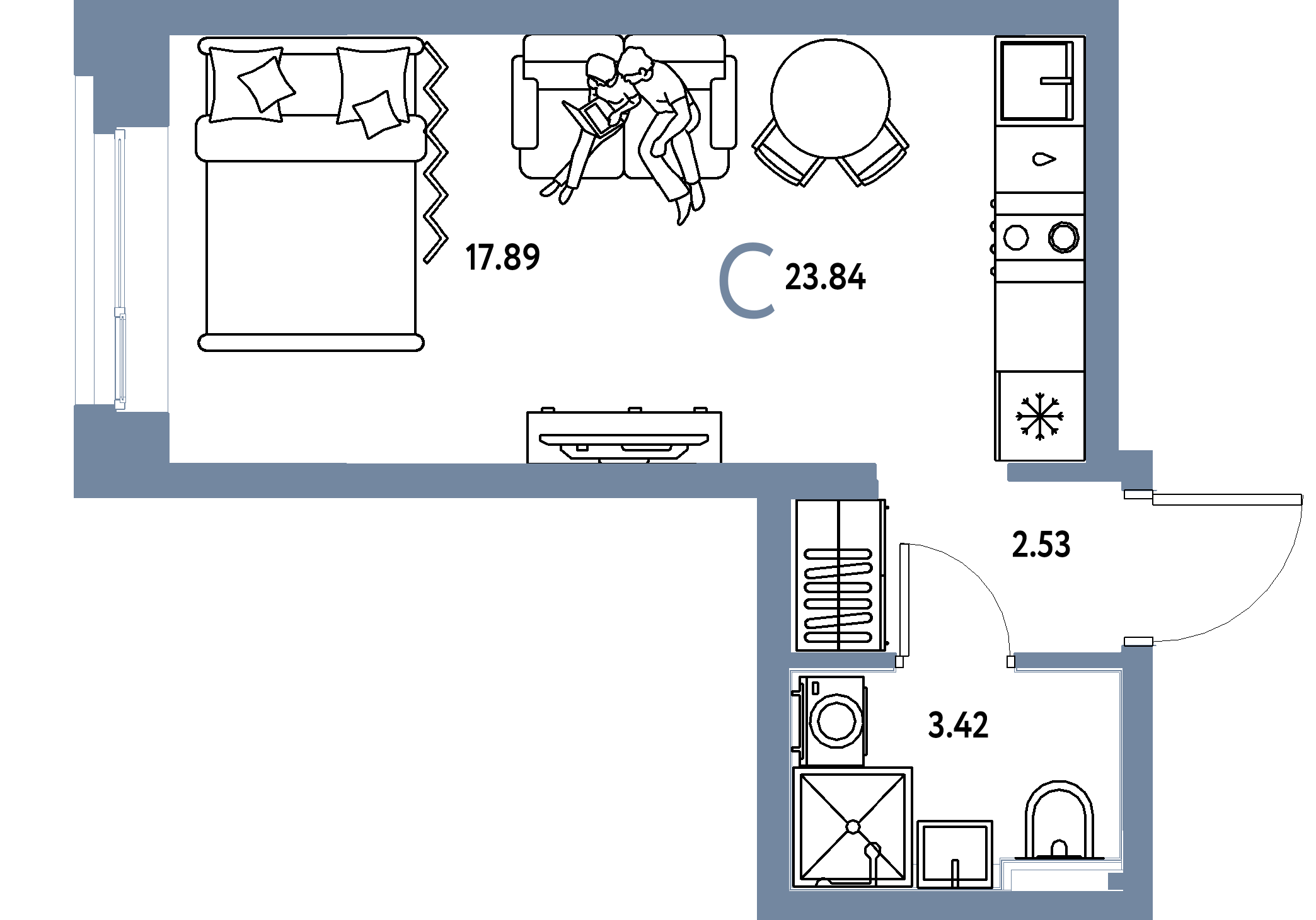 ЖК "Сердце Сибири"-Студия 23.84 м²