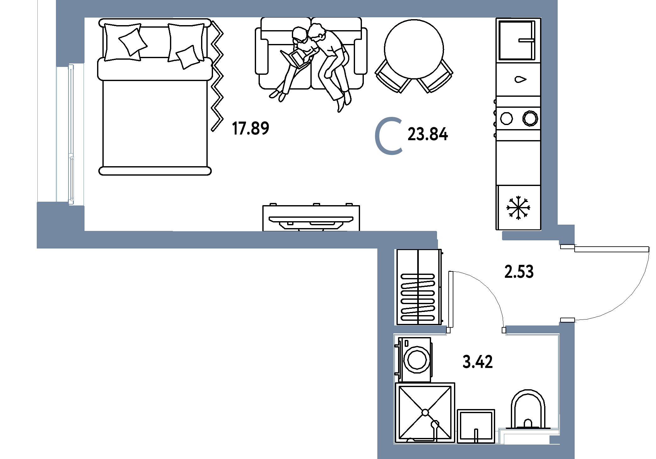 ЖК "Сердце Сибири"-Студия 23.84 м²