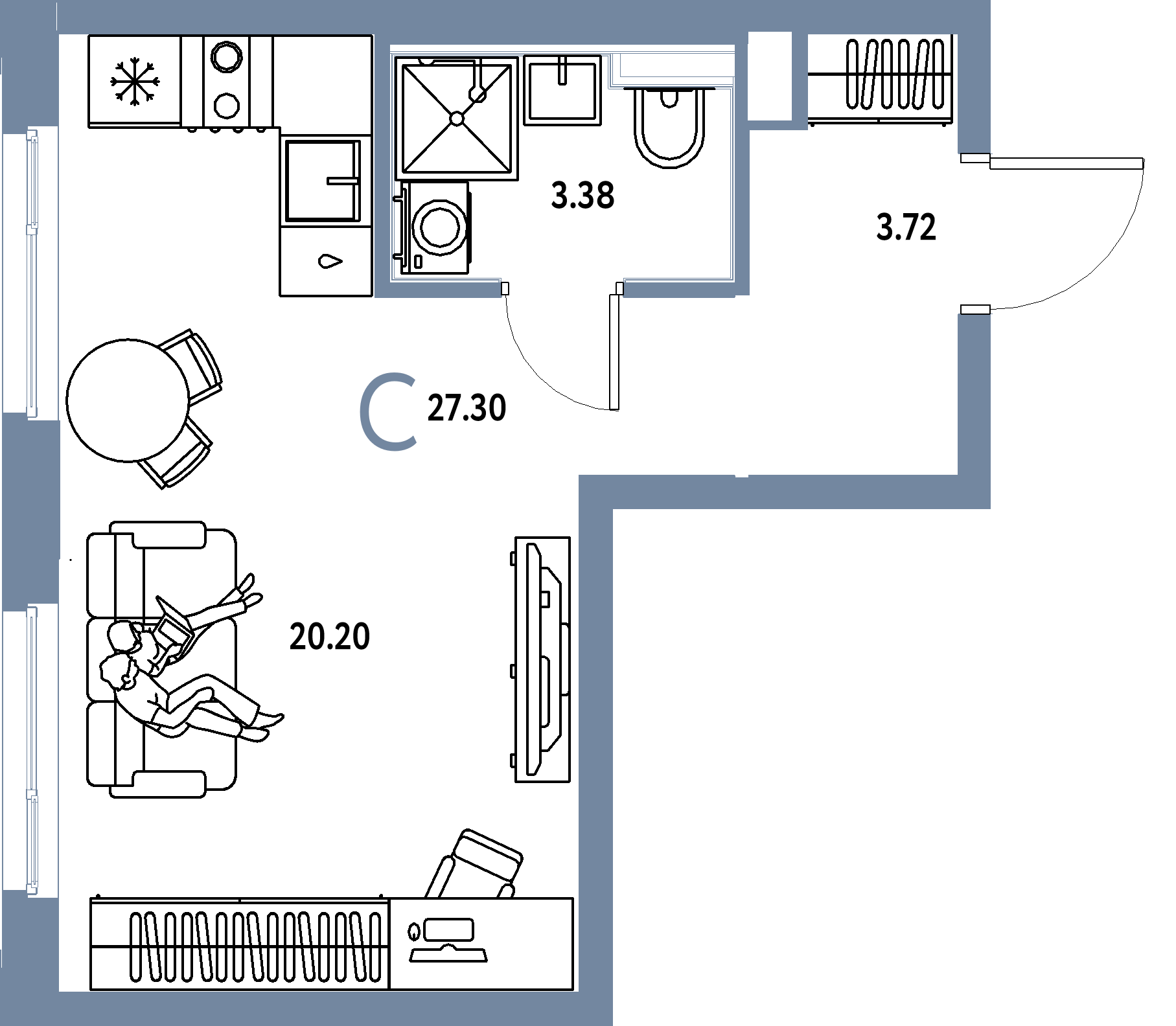 ЖК "Сердце Сибири"-Студия 27.3 м²