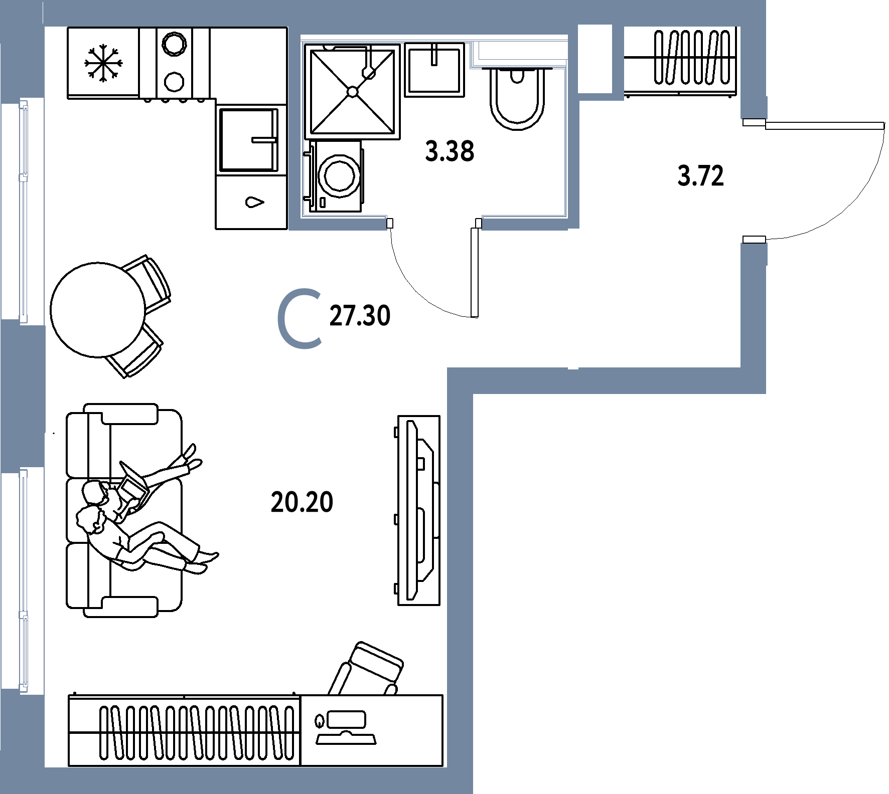 ЖК "Сердце Сибири"-Студия 27.3 м²