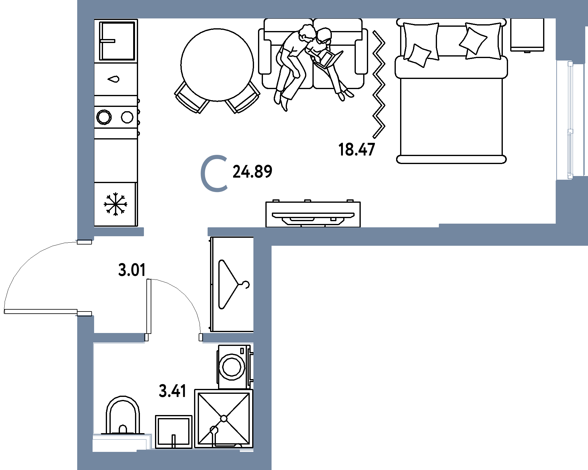 ЖК "Сибирский сад"-Студия 24.89 м²