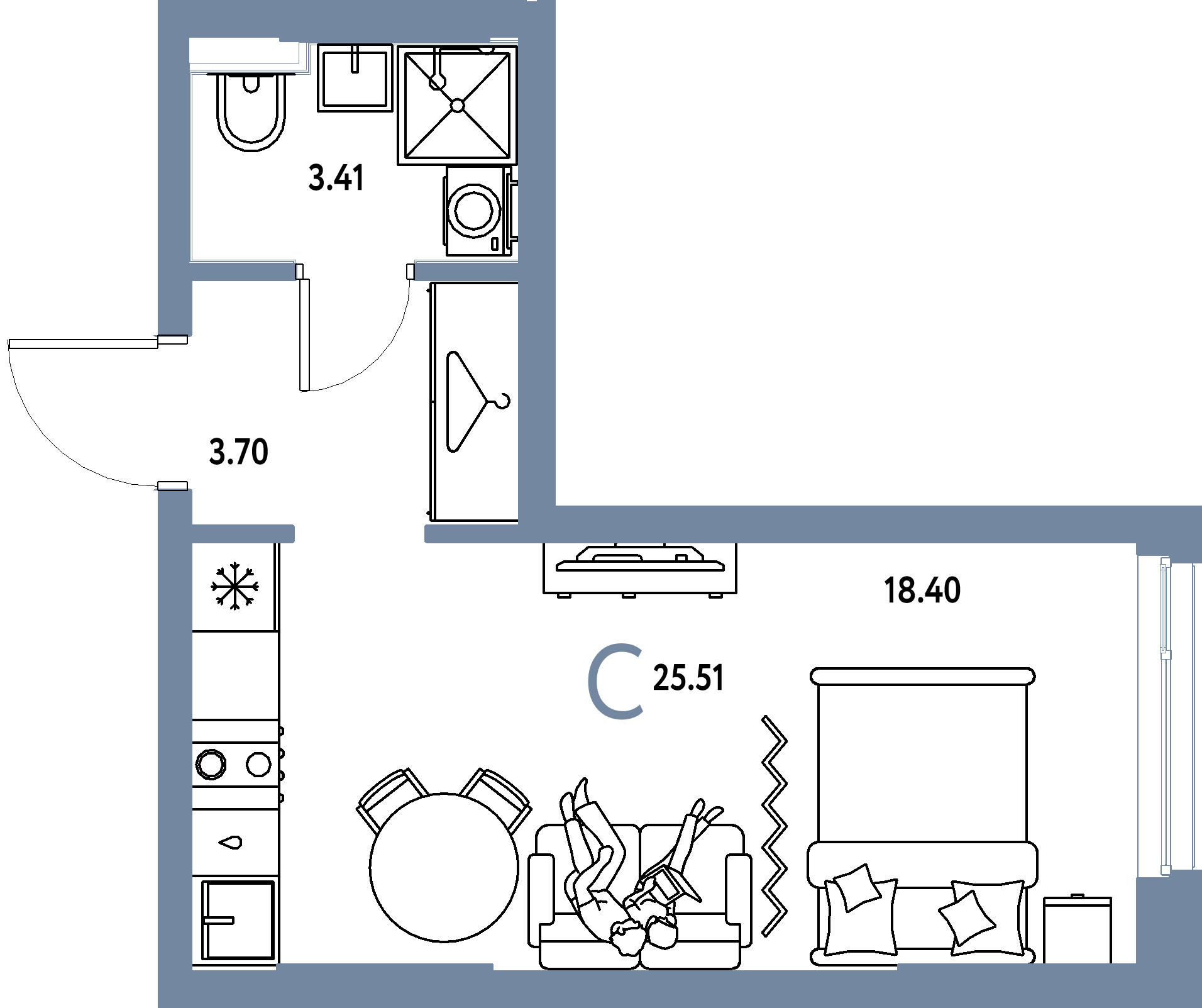 ЖК "Сибирский сад"-Студия 25.51 м²