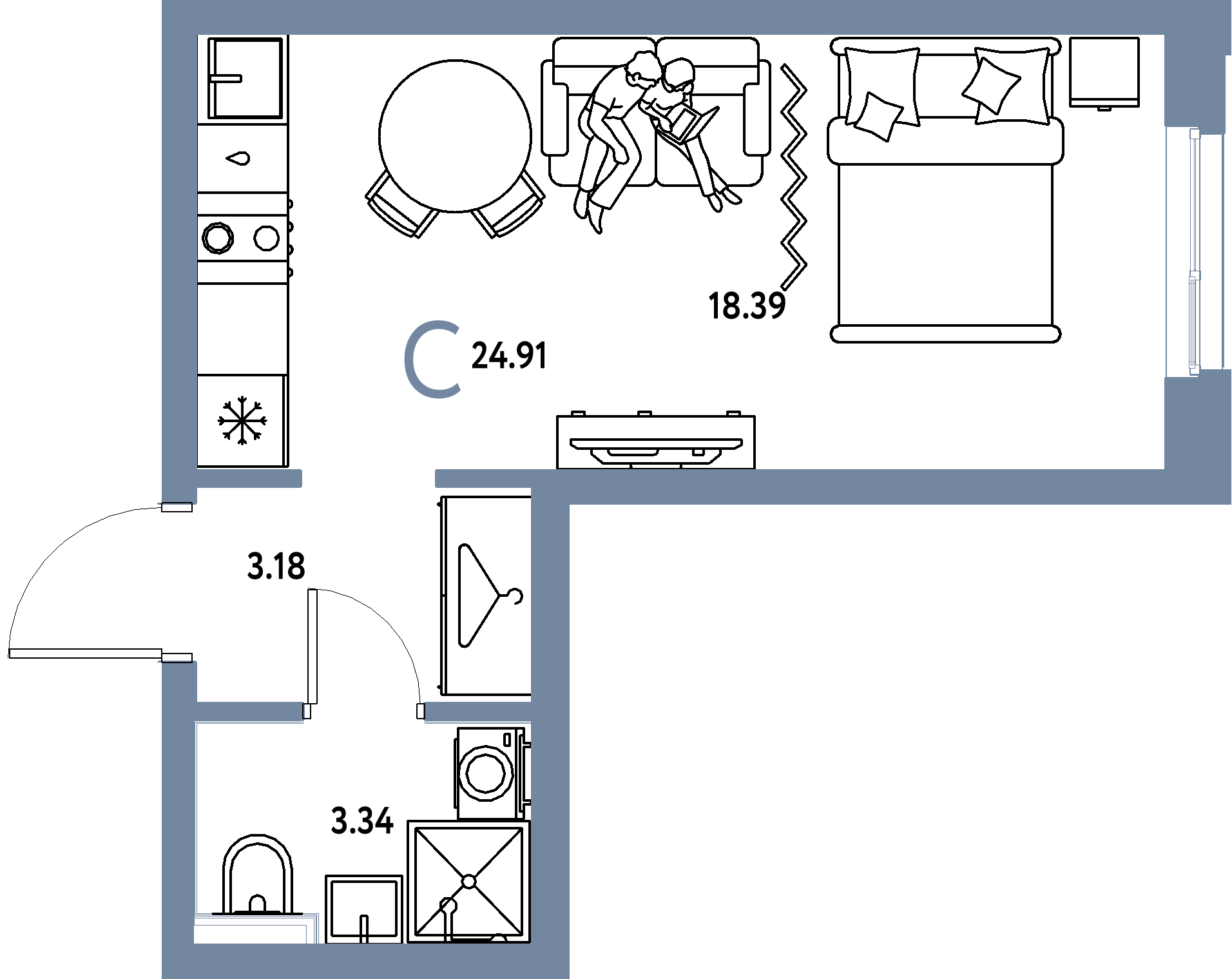 ЖК "Сибирский сад"-Студия 24.91 м²