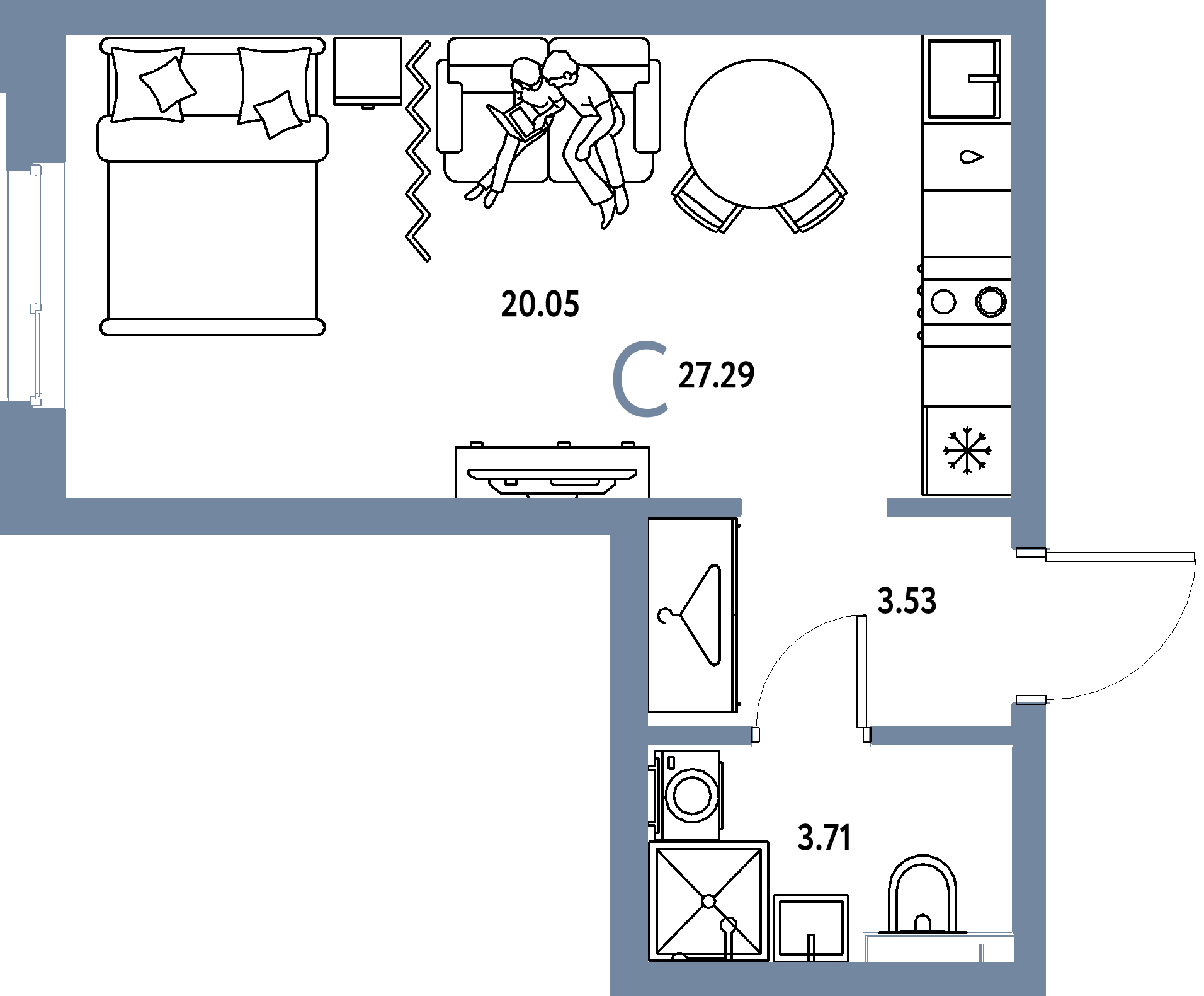 ЖК "Сибирский сад"-Студия 27.29 м²