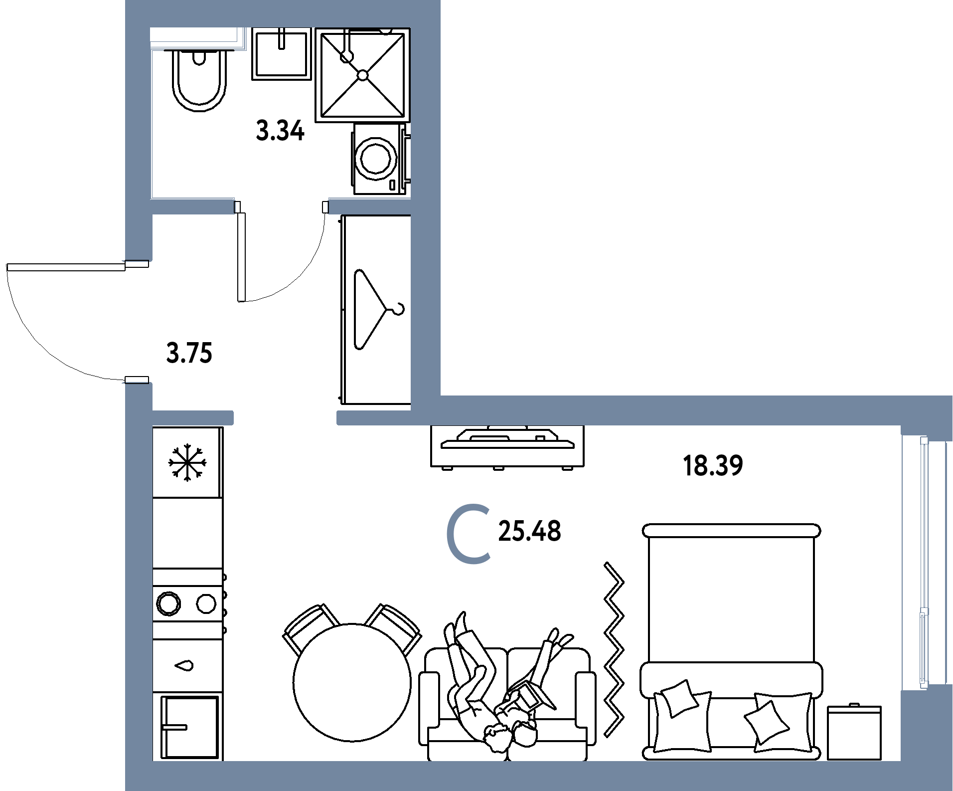 ЖК "Сибирский сад"-Студия 25.48 м²