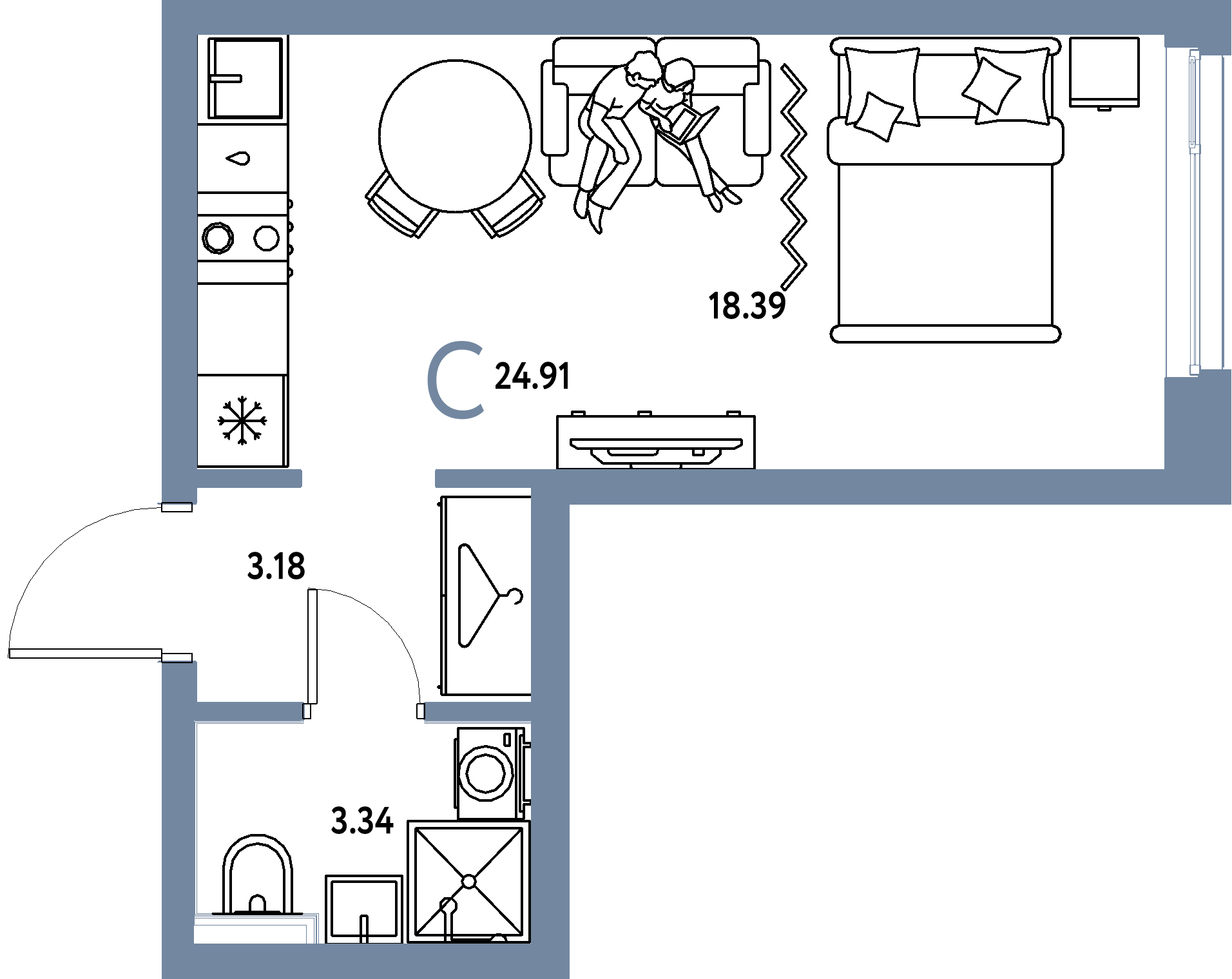 ЖК "Сибирский сад"-Студия 24.91 м²