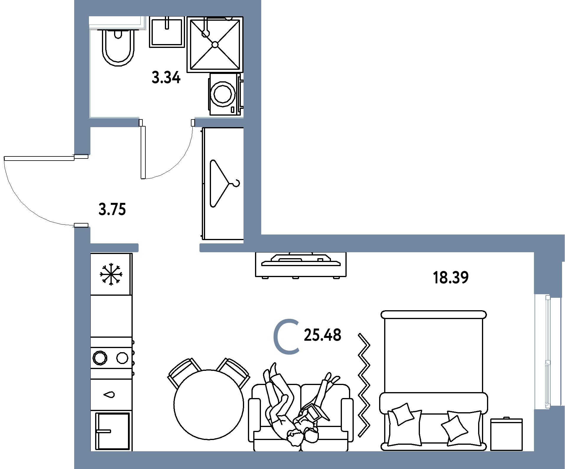 ЖК "Сибирский сад"-Студия 25.48 м²