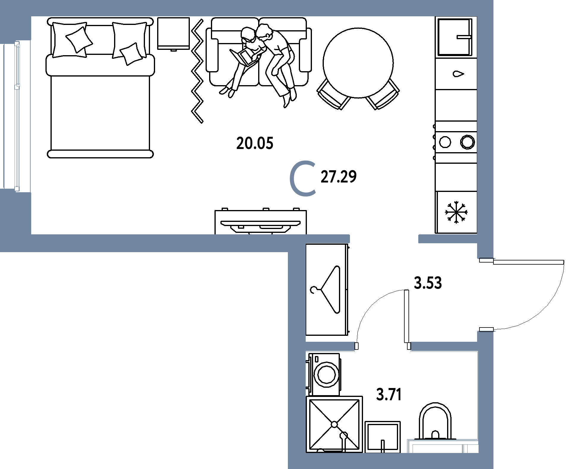 ЖК "Сибирский сад"-Студия 27.29 м²