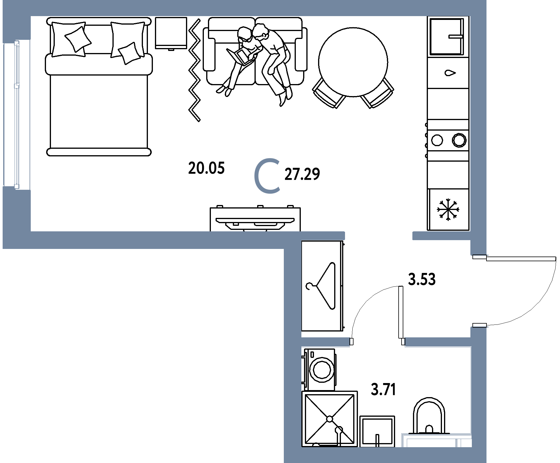 ЖК "Сибирский сад"-Студия 27.29 м²