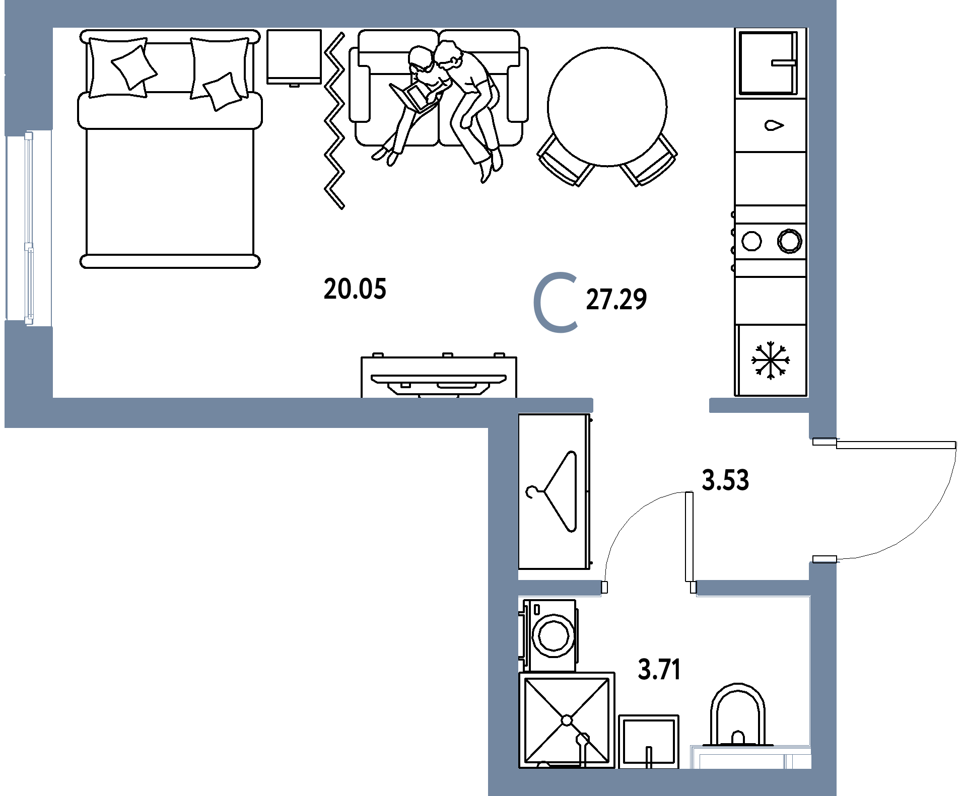 ЖК "Сибирский сад"-Студия 27.29 м²
