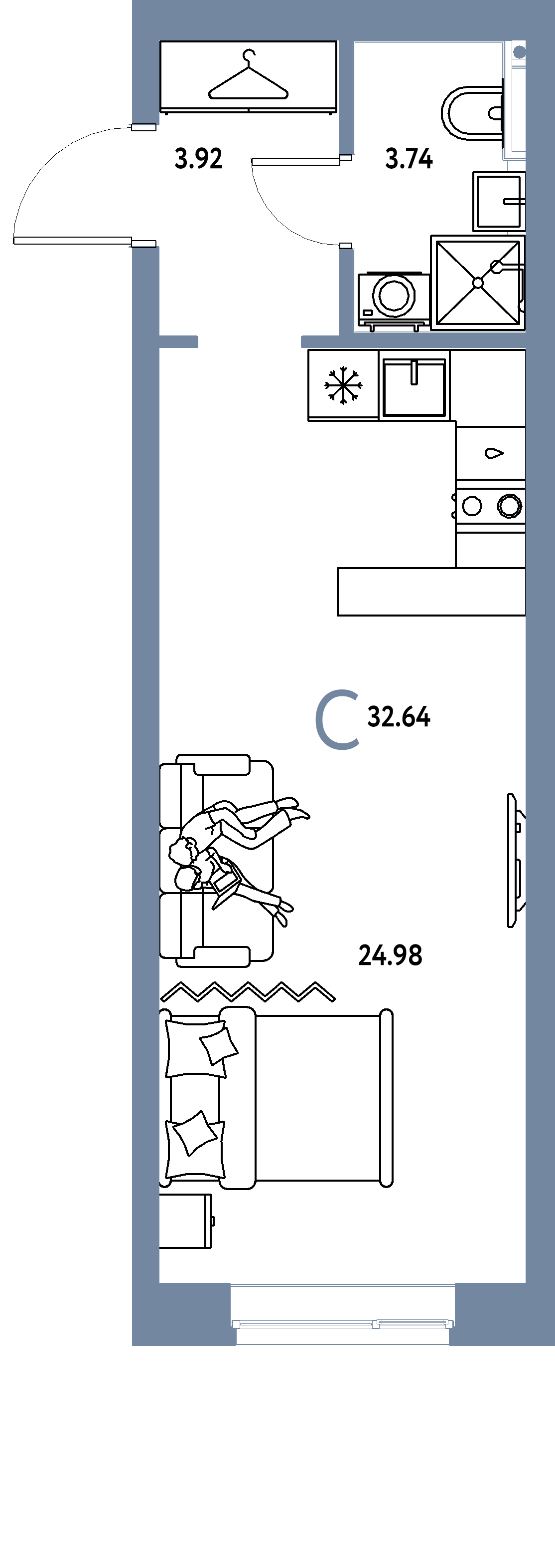 ЖК "Сибирский сад"-Студия 32.64 м²