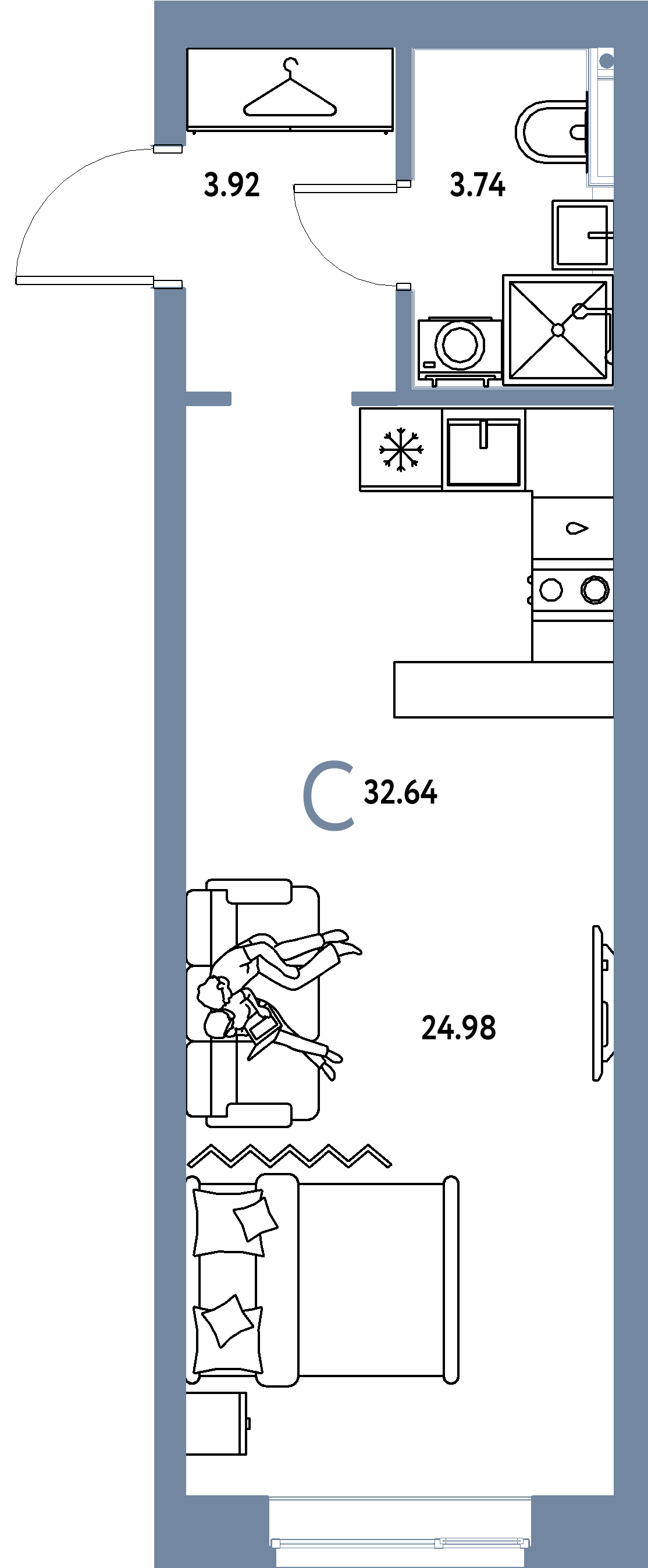 ЖК "Сибирский сад"-Студия 32.64 м²