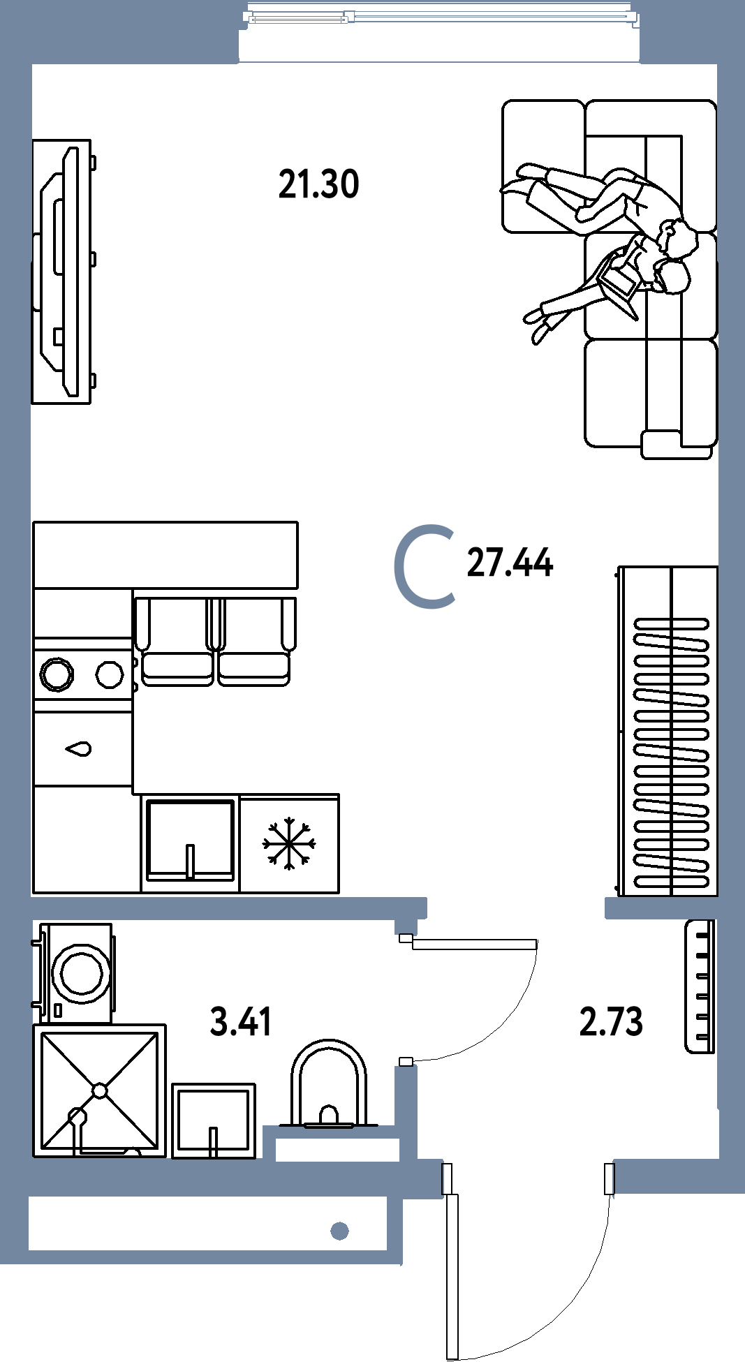 ЖК "Страна.Прибрежная"-Студия 27.44 м²