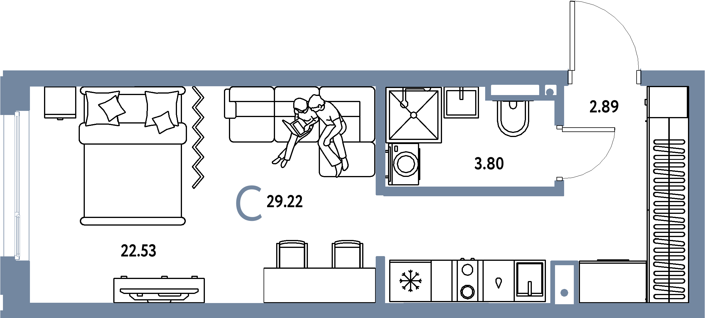 ЖК "Страна.Прибрежная"-Студия 29.22 м²