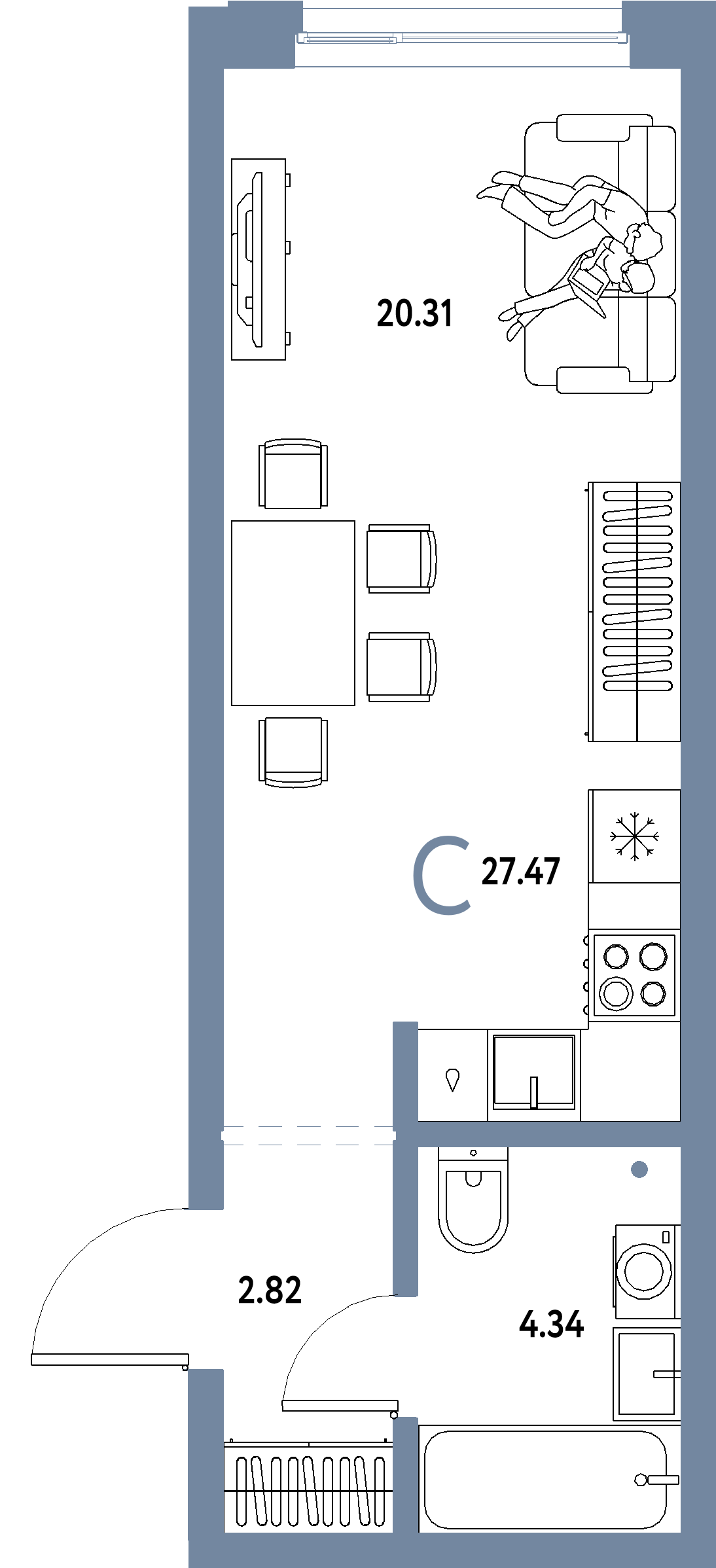ЖК "Страна.Береговая"-Студия 27.47 м²