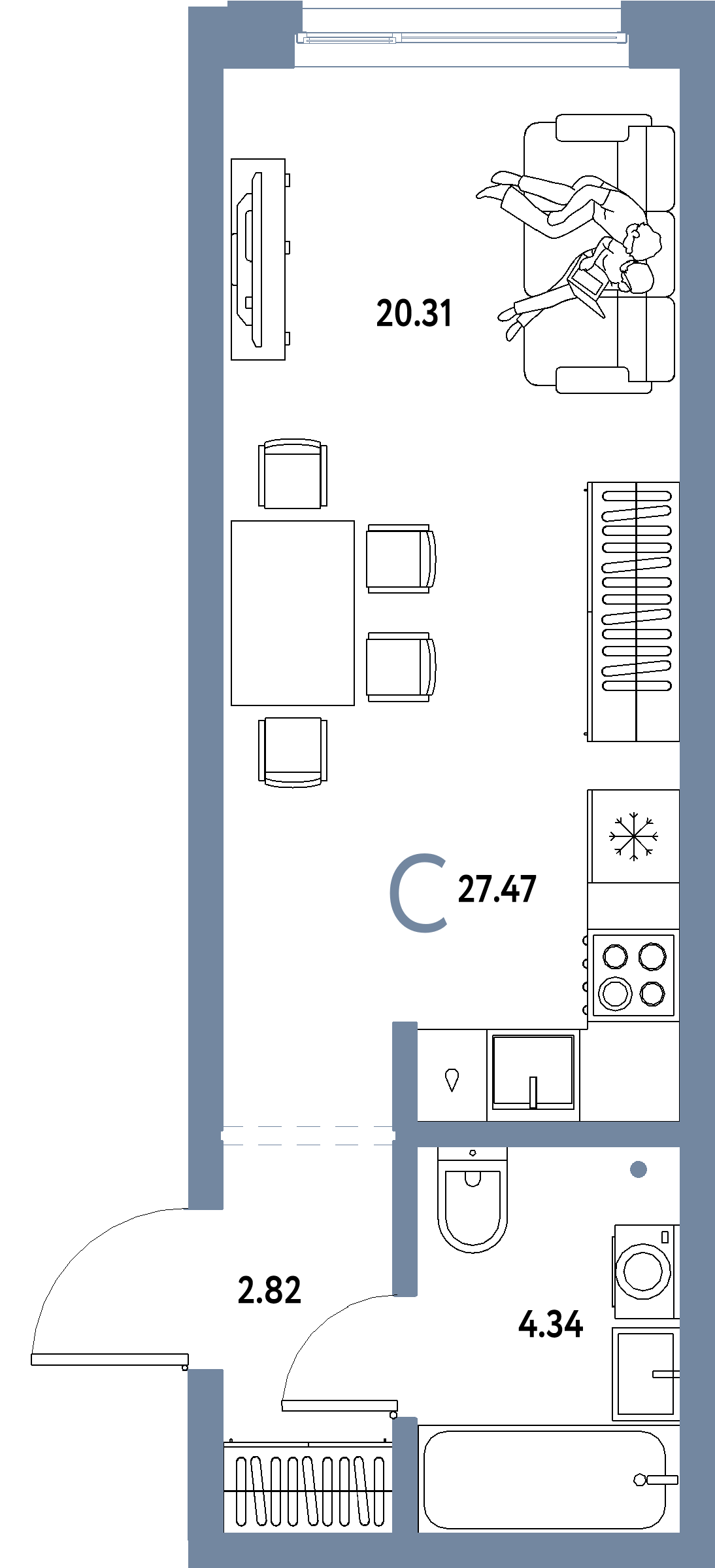ЖК "Страна.Береговая"-Студия 27.47 м²
