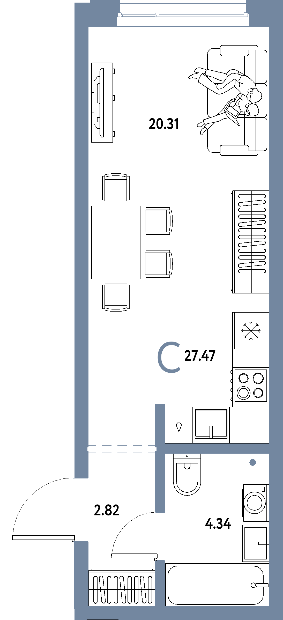 ЖК "Страна.Береговая"-Студия 27.47 м²
