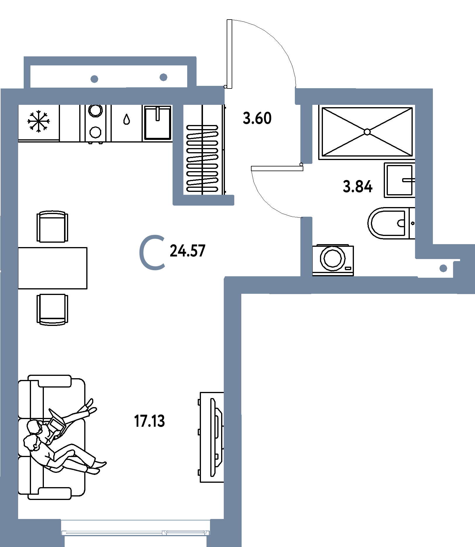 ЖК "Страна.Береговая"-Студия 24.57 м²