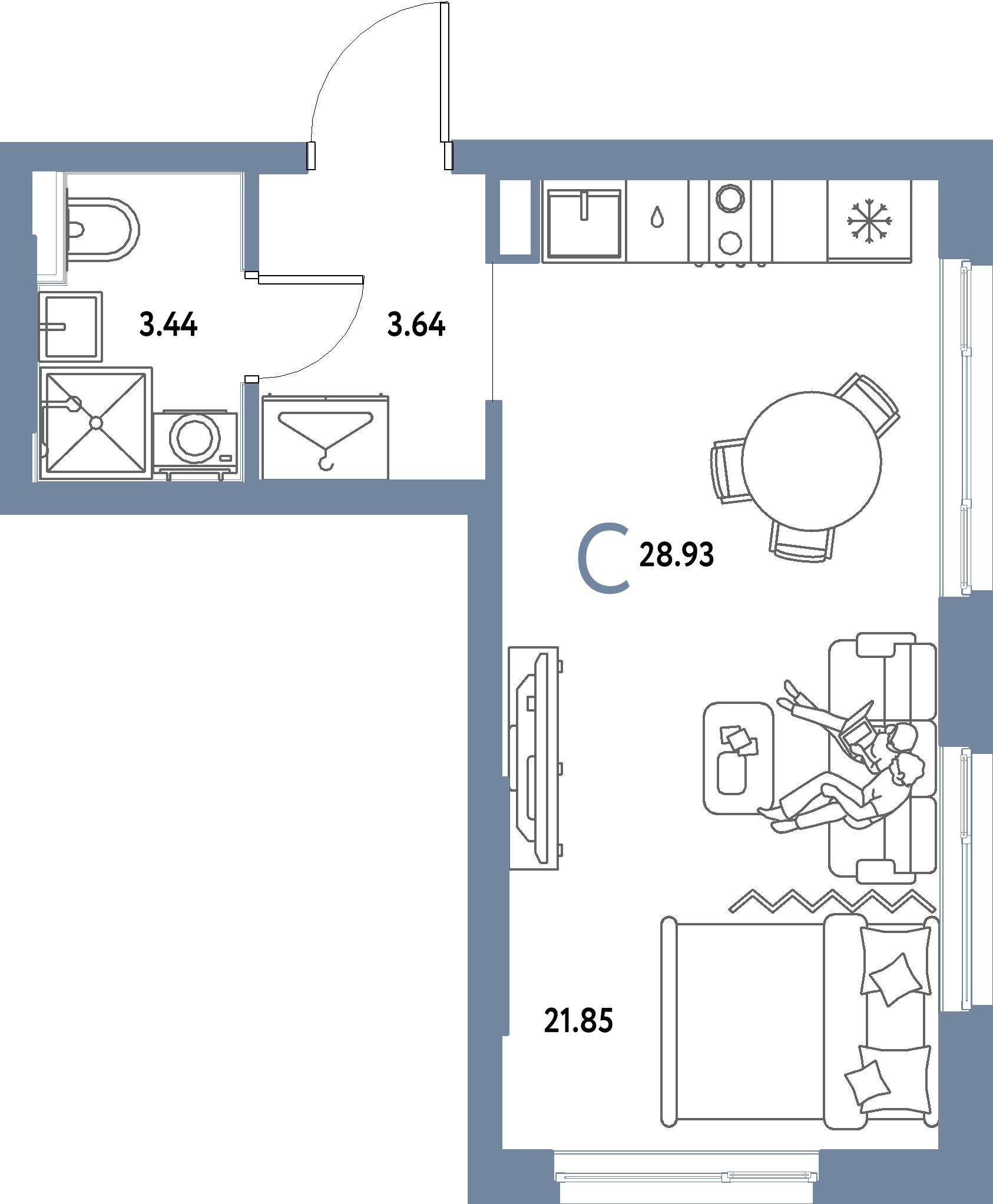 ЖК "Страна.Парковая"-Студия 28.93 м²