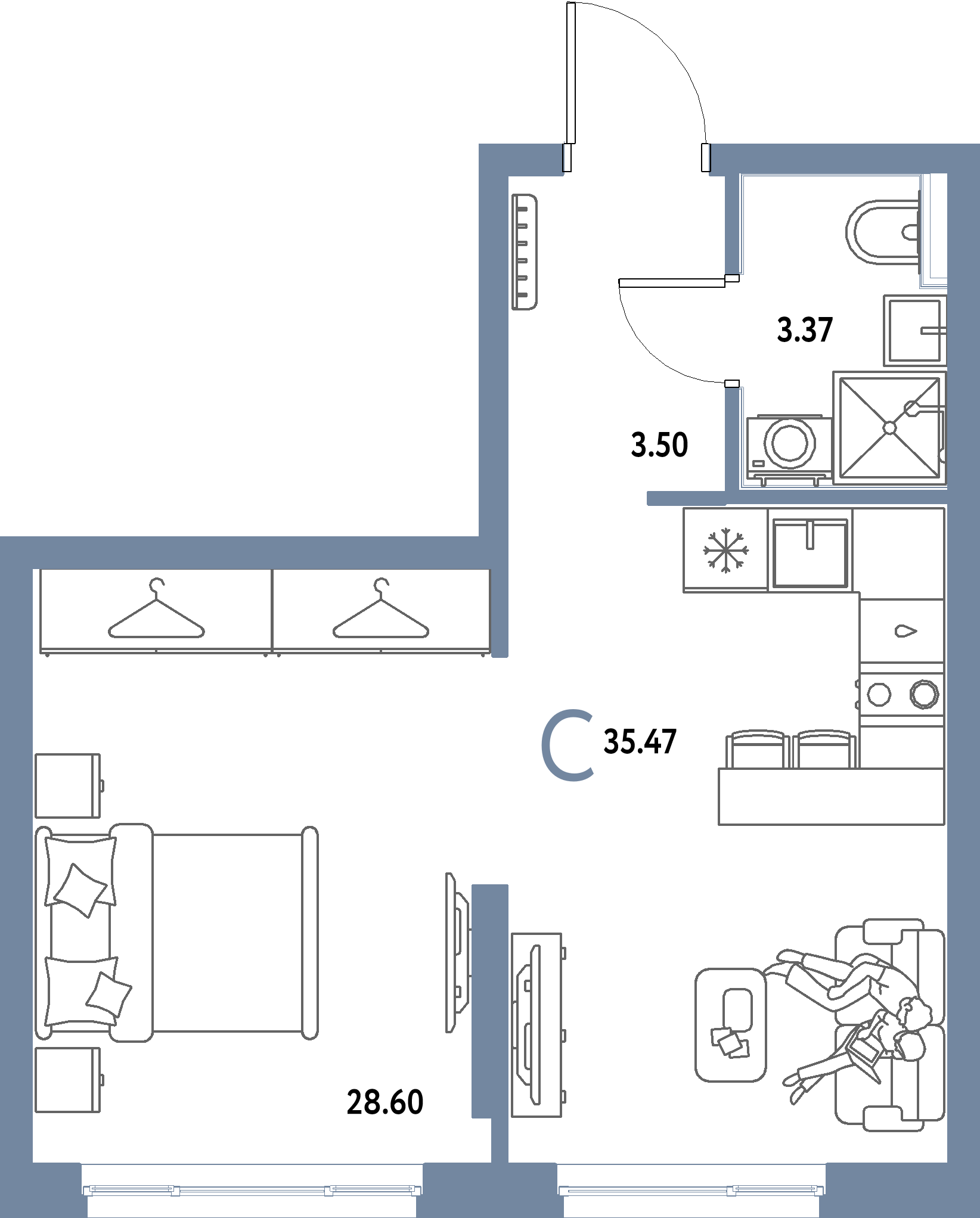 ЖК "Страна.Парковая"-Студия 35.47 м²