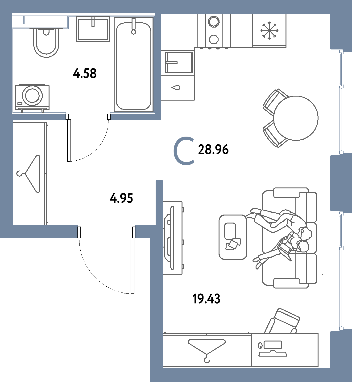 ЖК "Страна.Парковая"-Студия 28.96 м²