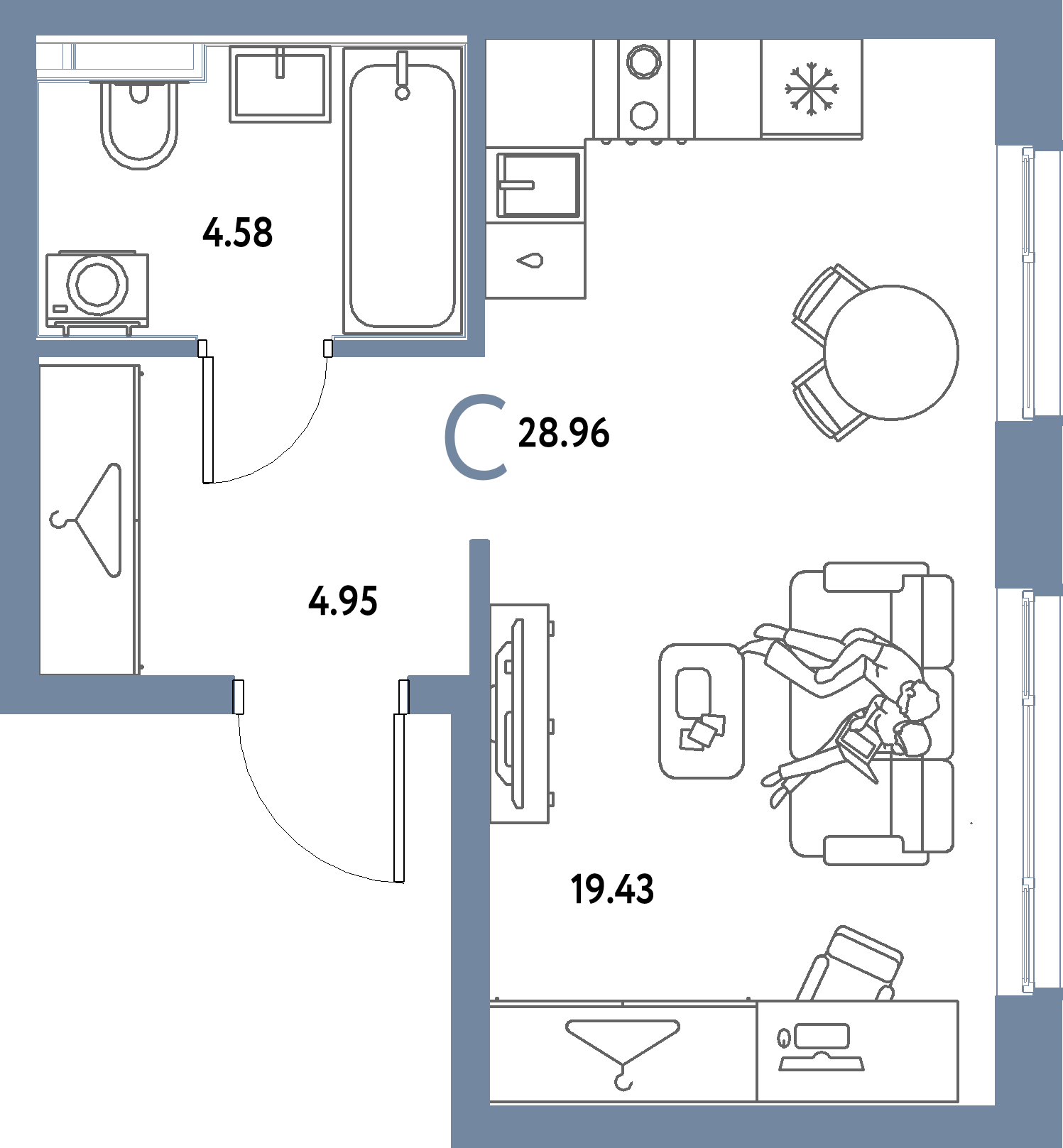 ЖК "Страна.Парковая"-Студия 28.96 м²