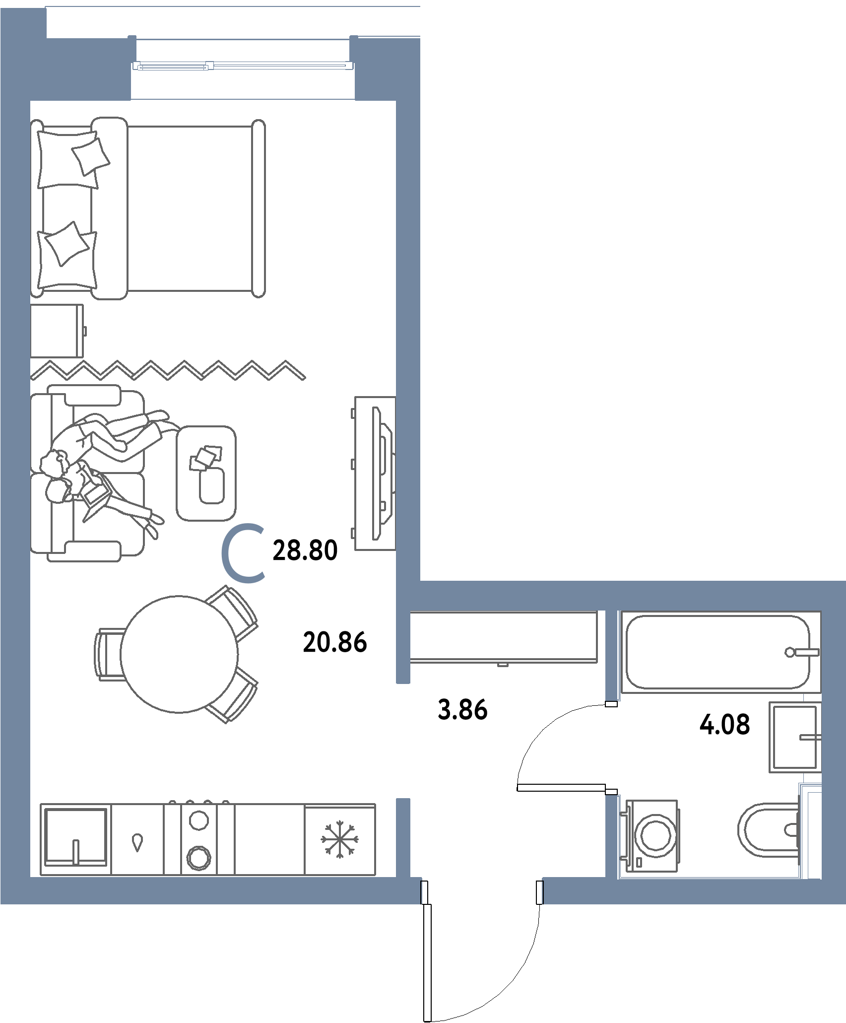 ЖК "Страна.Парковая"-Студия 28.8 м²