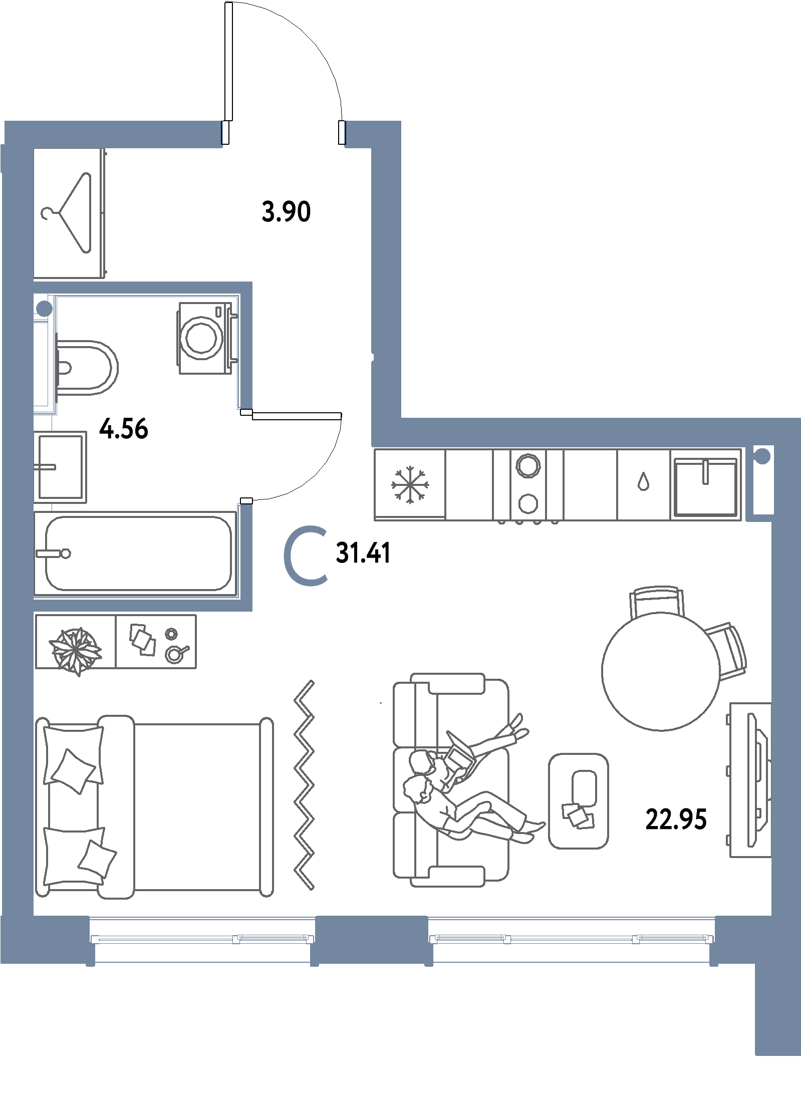ЖК "Страна.Парковая"-Студия 31.41 м²