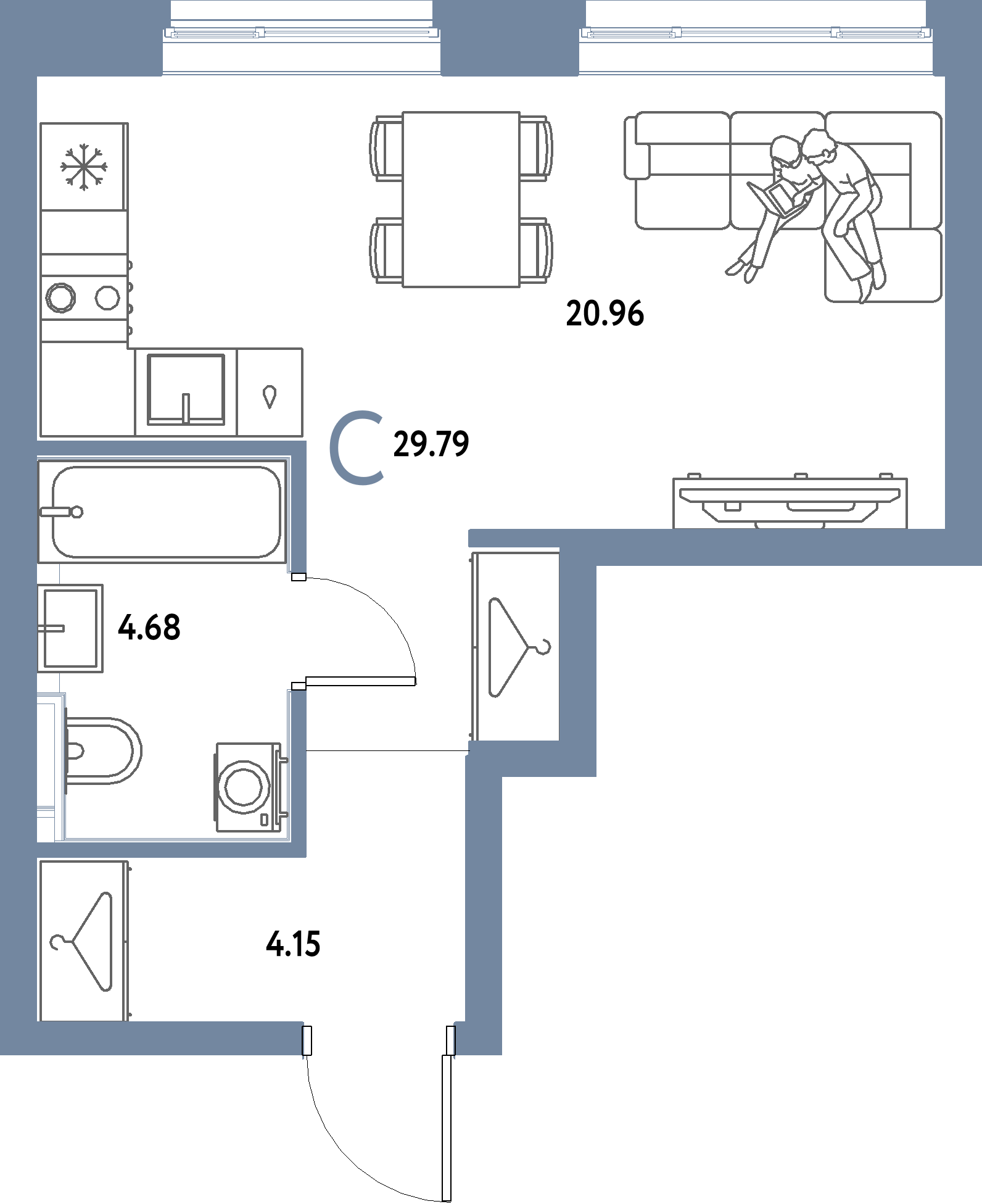 ЖК "Страна.Парковая"-Студия 29.79 м²