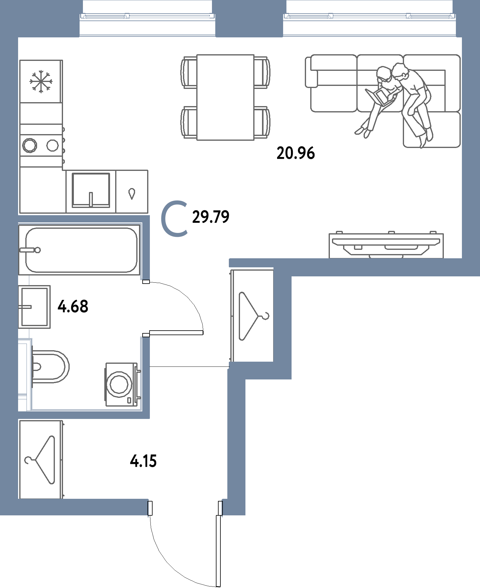 ЖК "Страна.Парковая"-Студия 29.79 м²