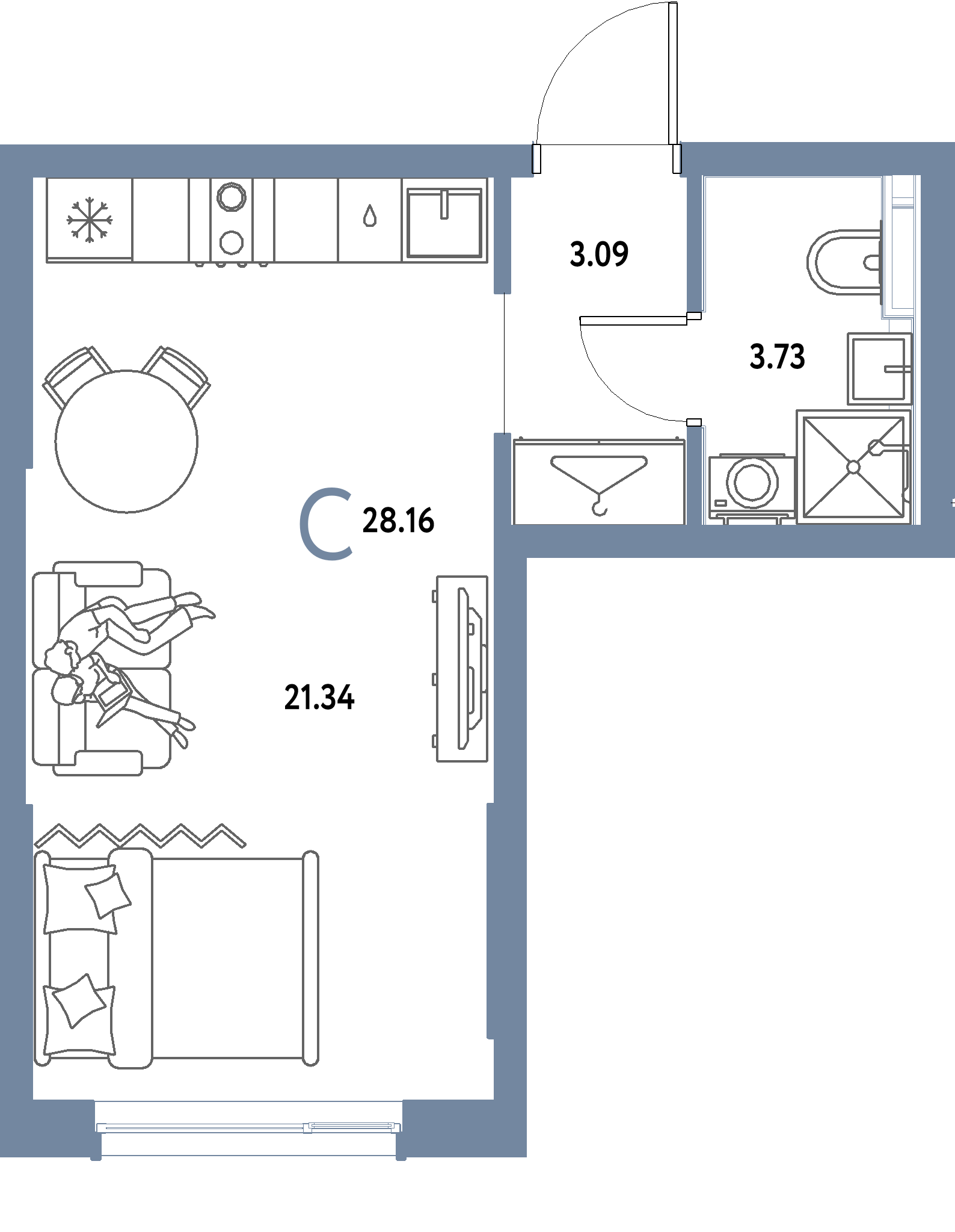 ЖК "Страна.Парковая"-Студия 28.16 м²